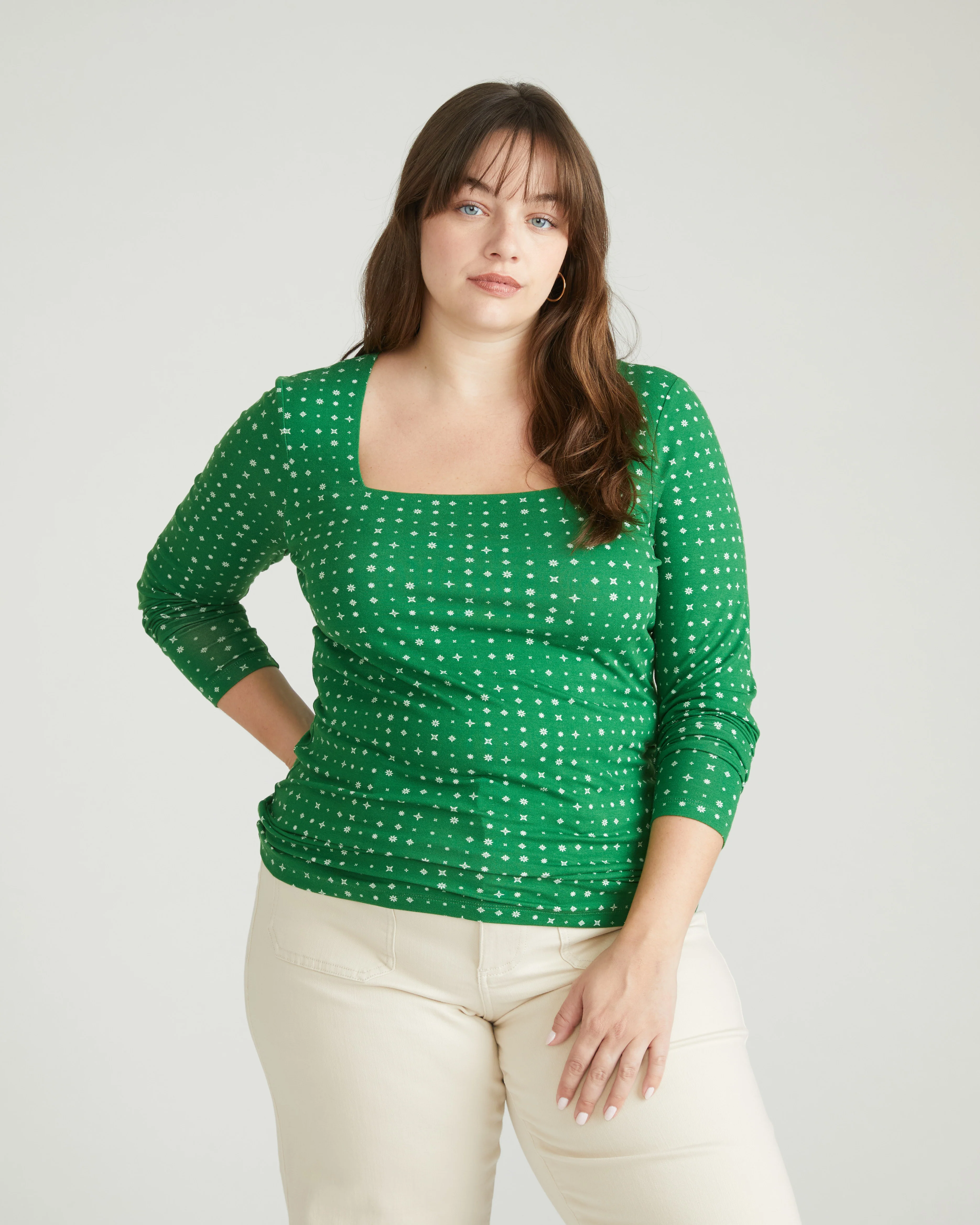 Agatha Liquid Jersey Top - Galactic Print in Green