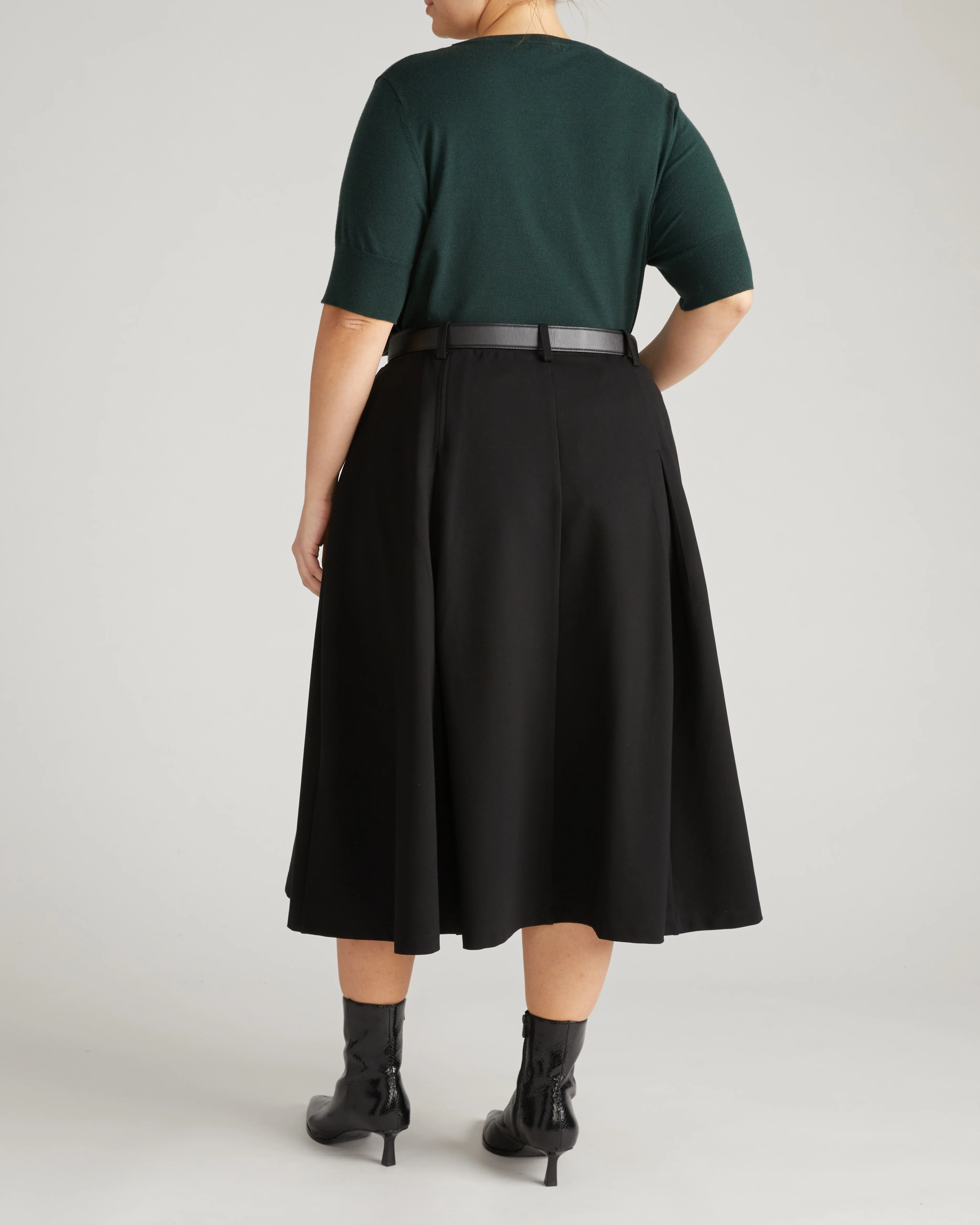 Aleya Pleated Ponte Skirt - Black - Image 5