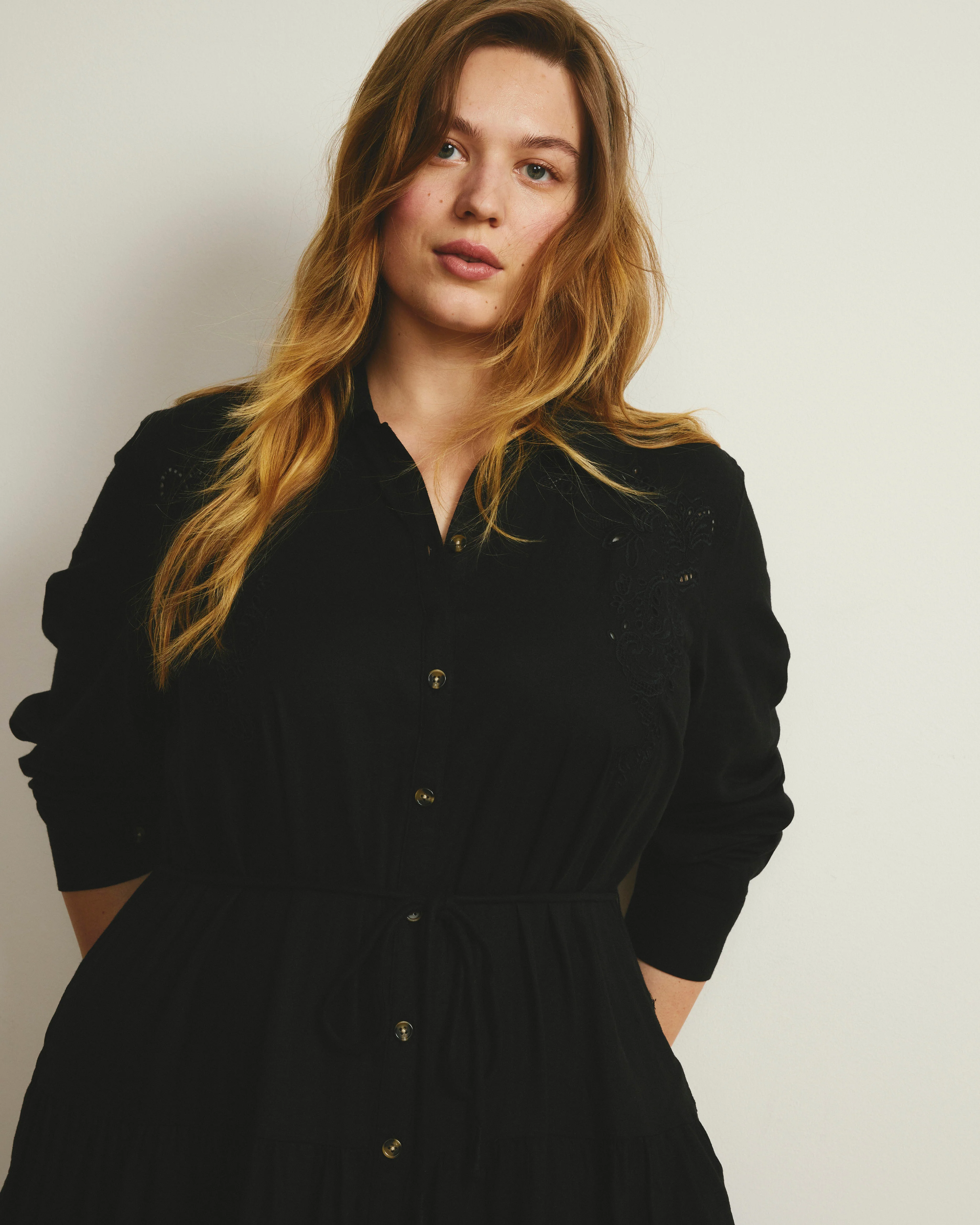 Alix Embroidered Linen Blend Shirtdress - Black - Image 5