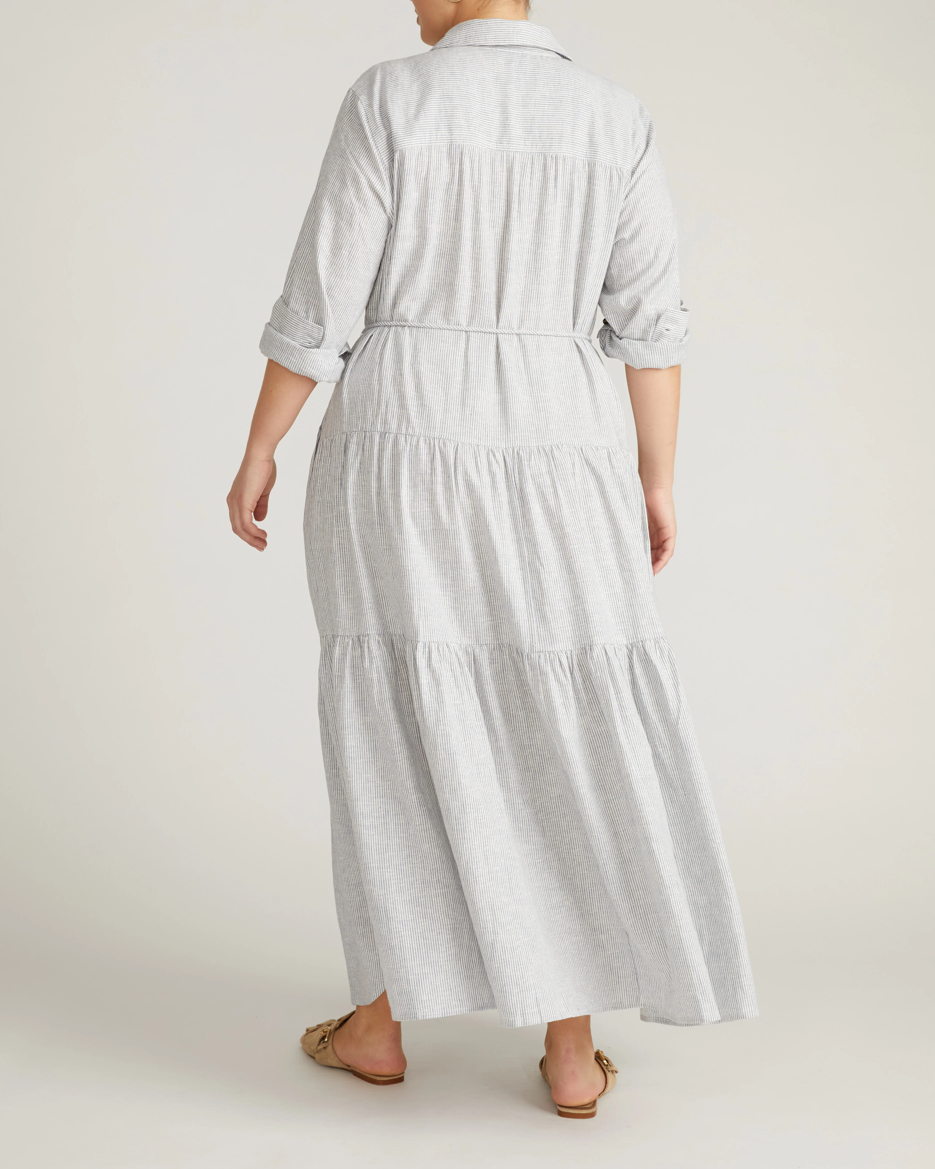 Alix Linen Blend Shirtdress - Beach Stripe - Image 8