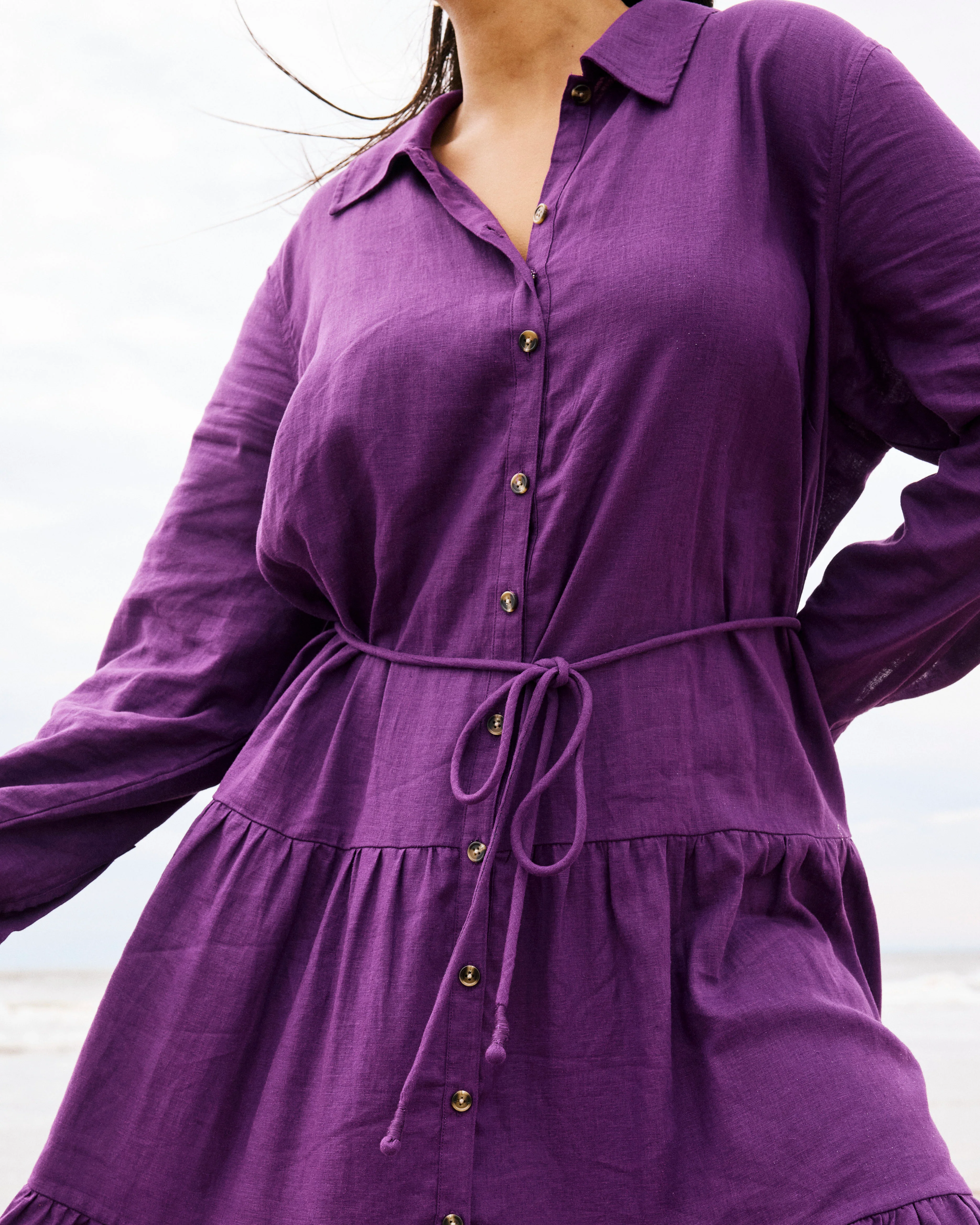 Alix Linen Blend Shirtdress - Dreamy Purple - Image 4