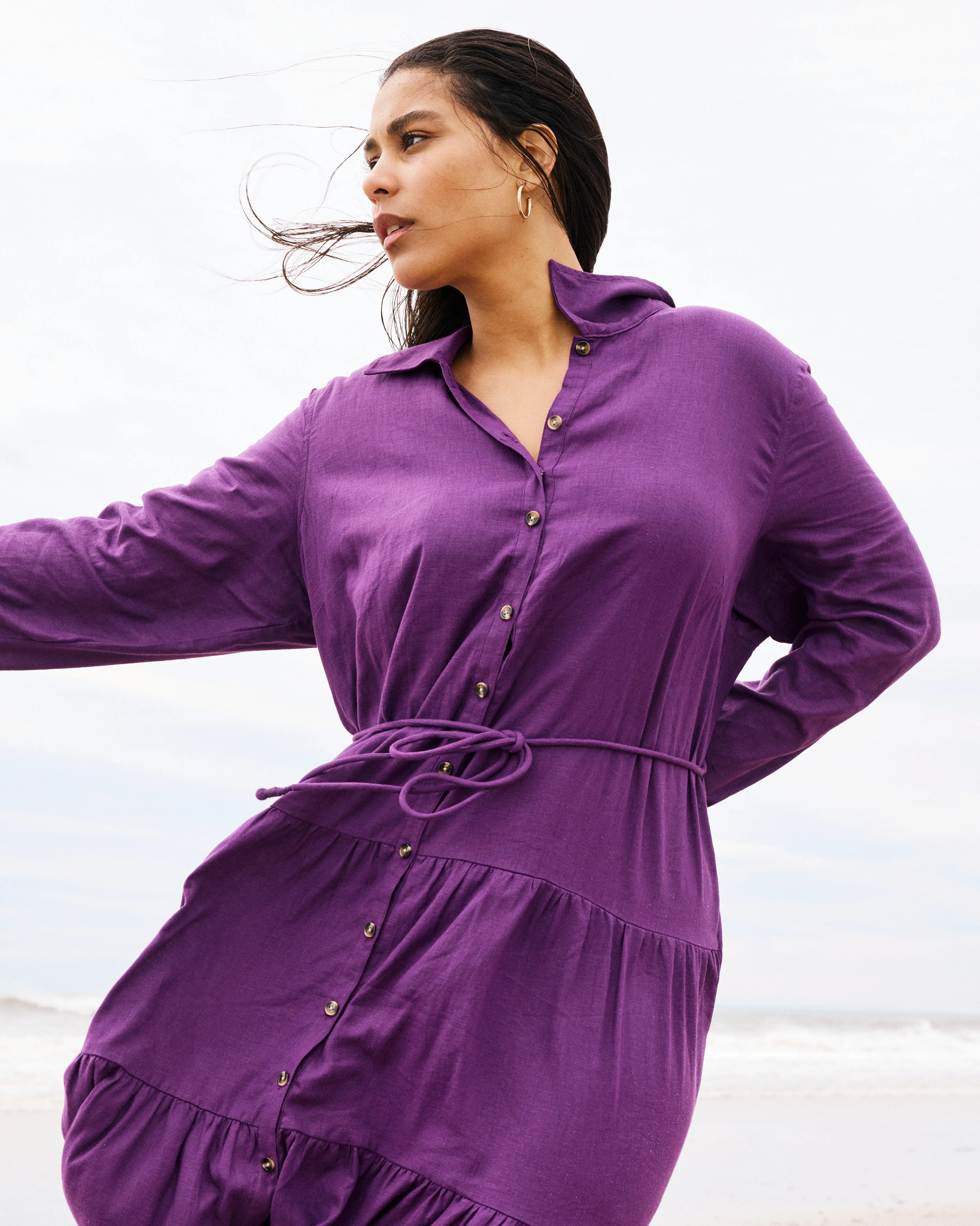 Alix Linen Blend Shirtdress - Dreamy Purple - Image 5