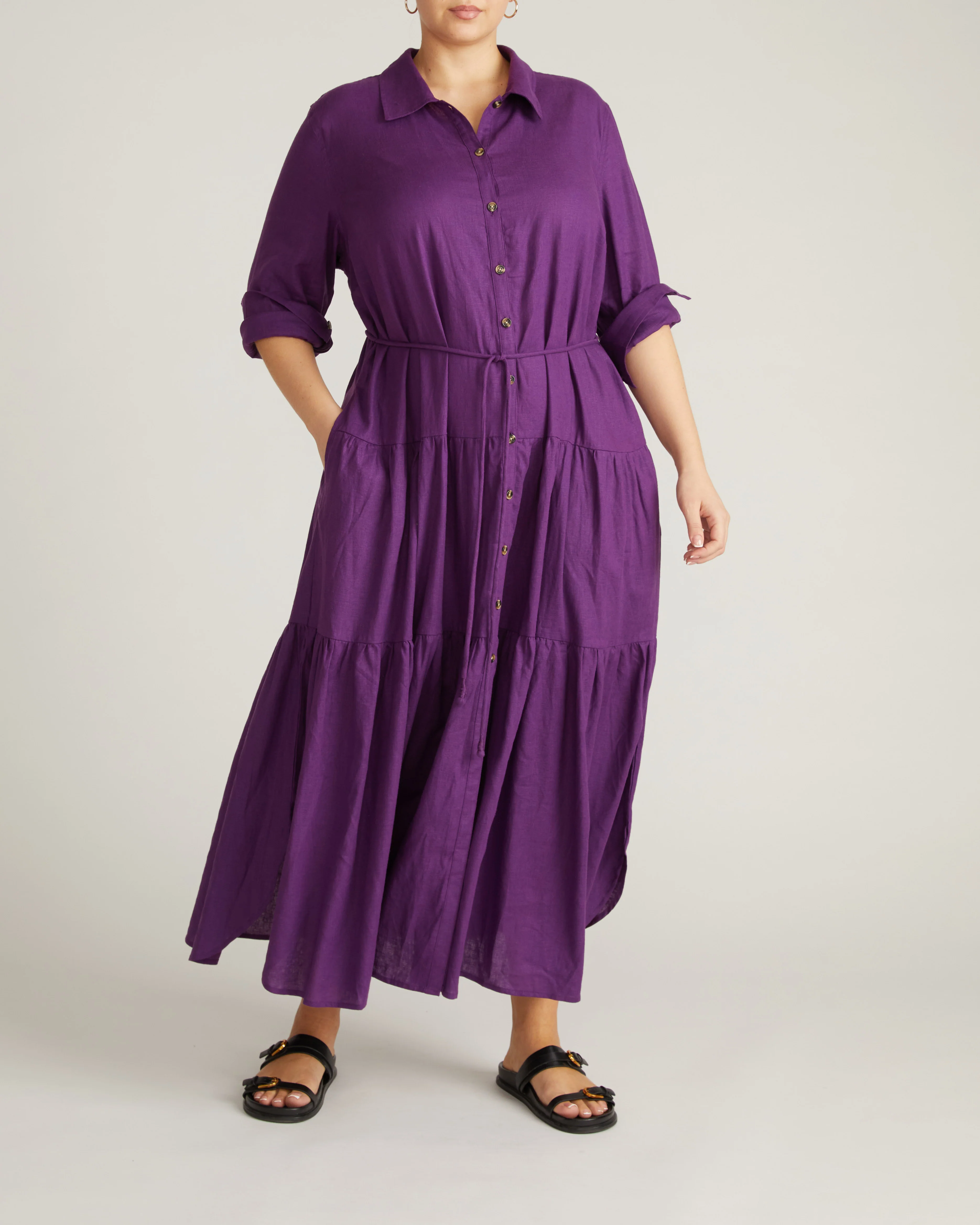 Alix Linen Blend Shirtdress - Dreamy Purple - Image 6