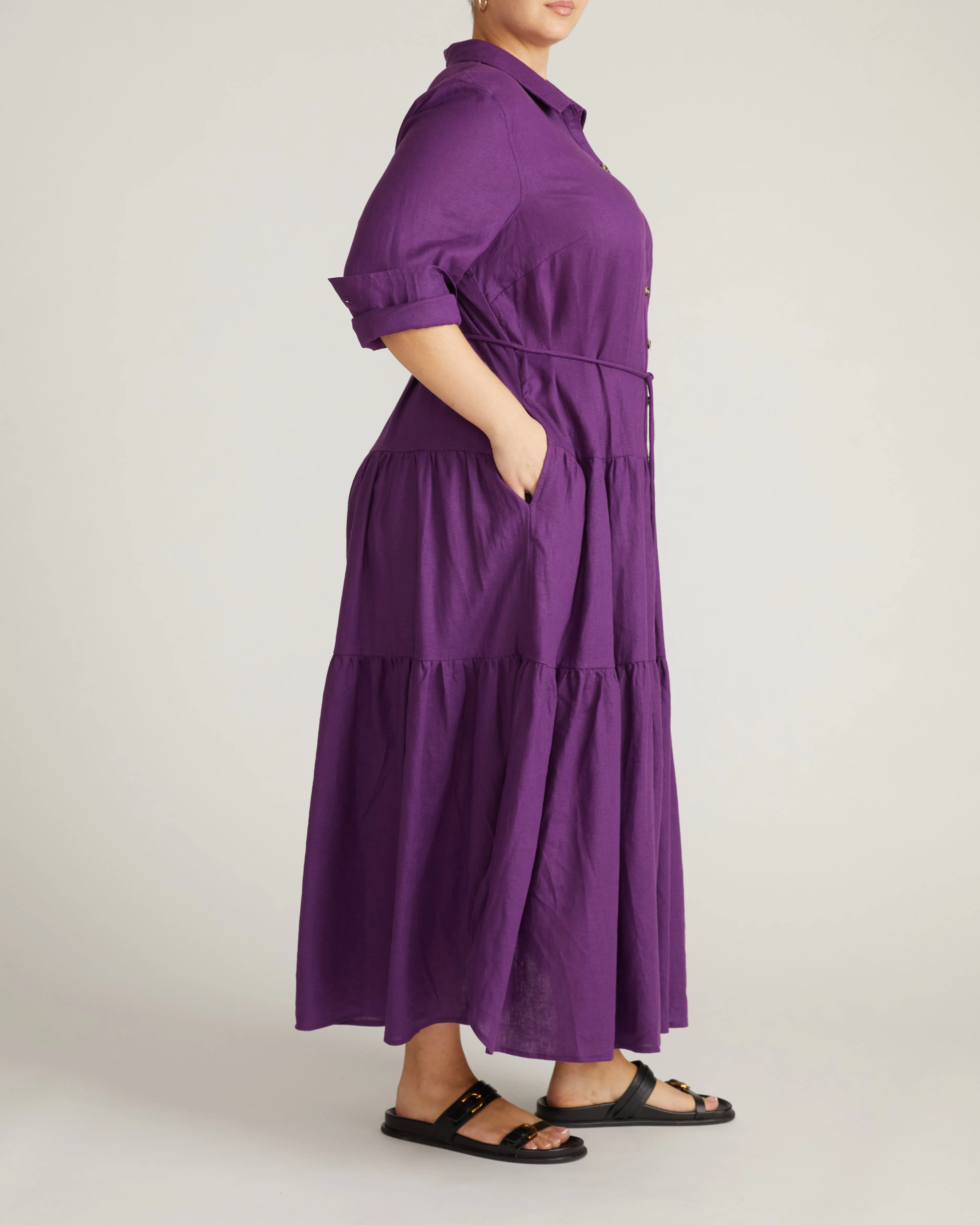 Alix Linen Blend Shirtdress - Dreamy Purple - Image 7