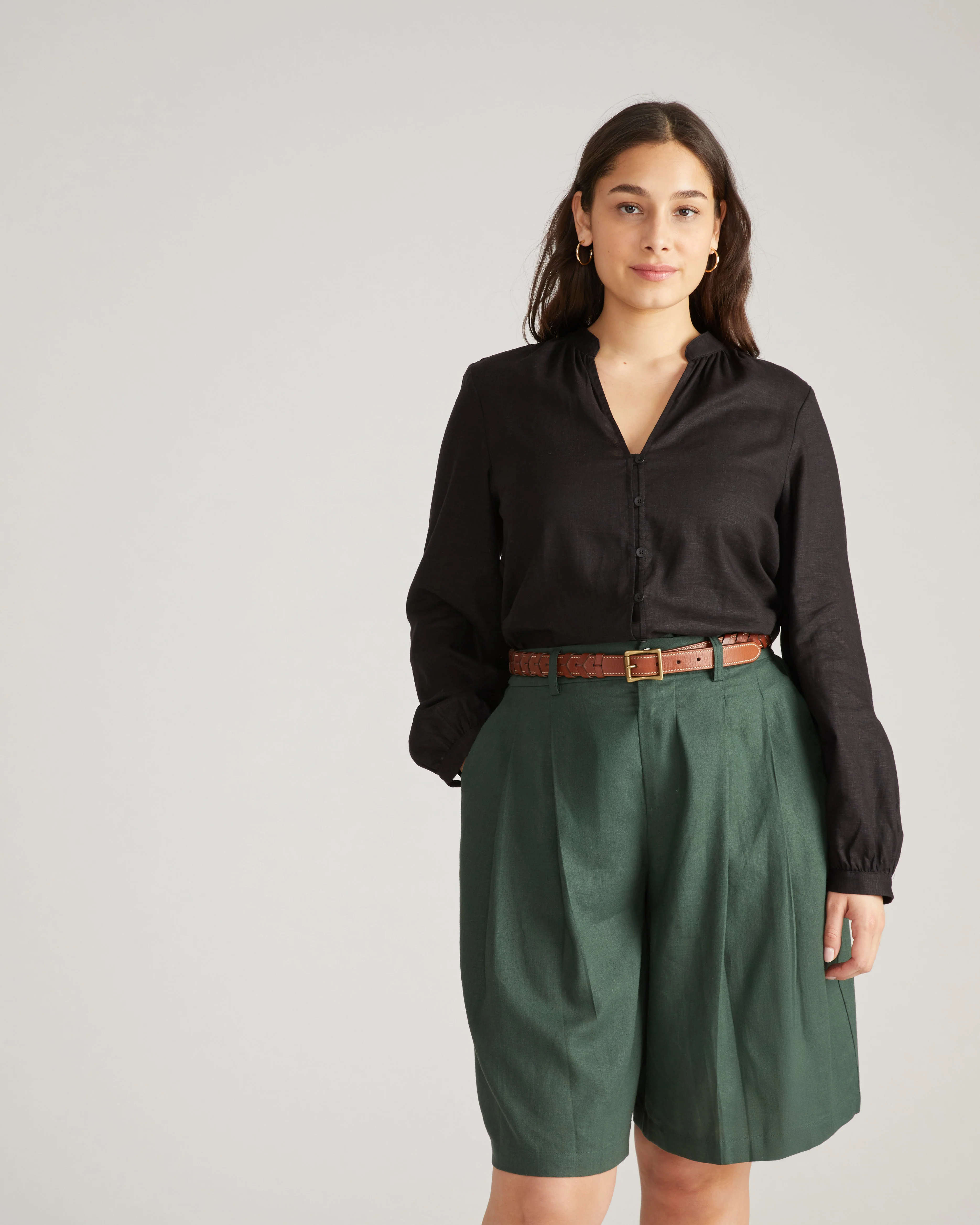 Avalon Linen Blend Blouse - Black - Image 3
