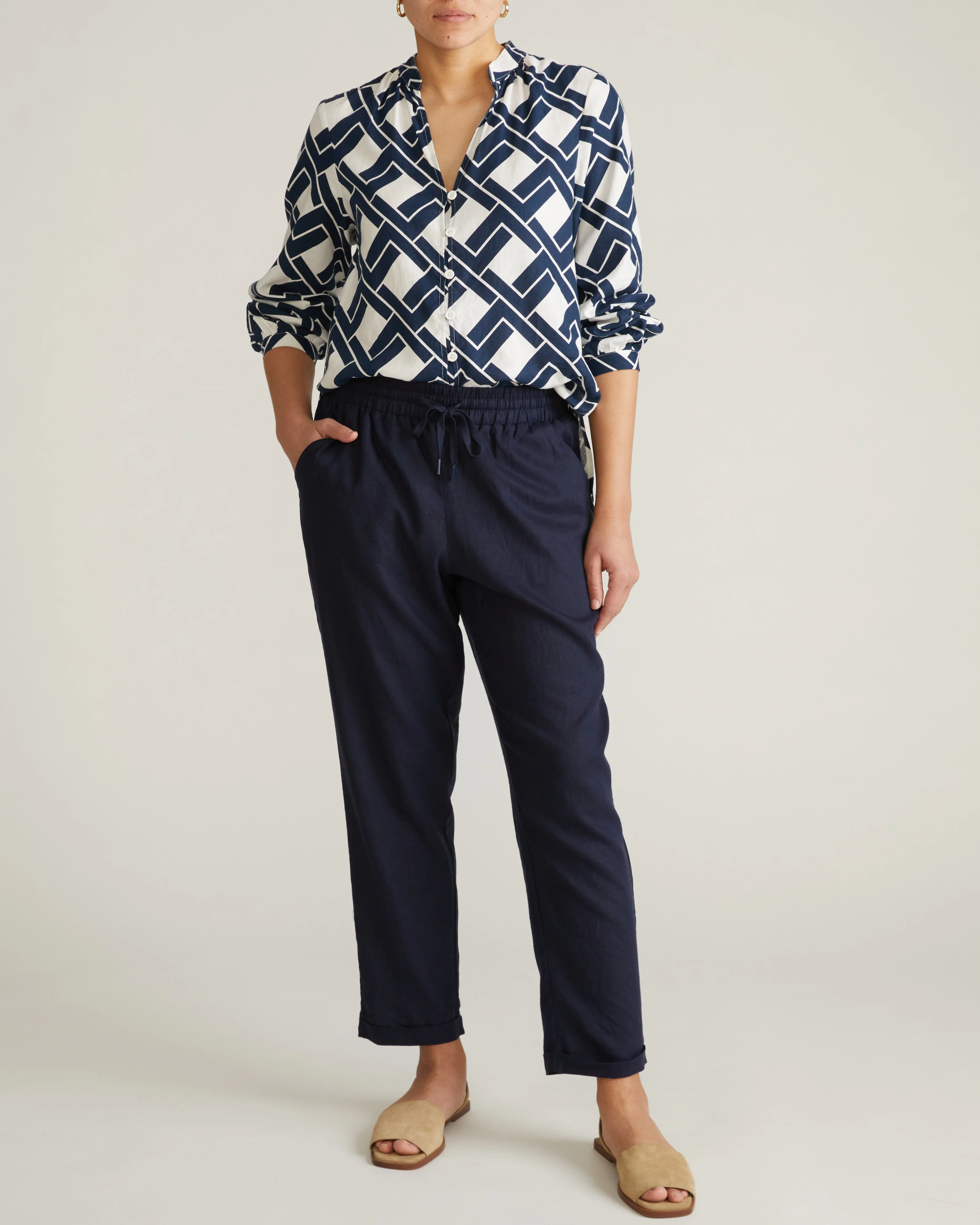 Avalon Linen Blend Blouse - Geometrica Print - Image 4