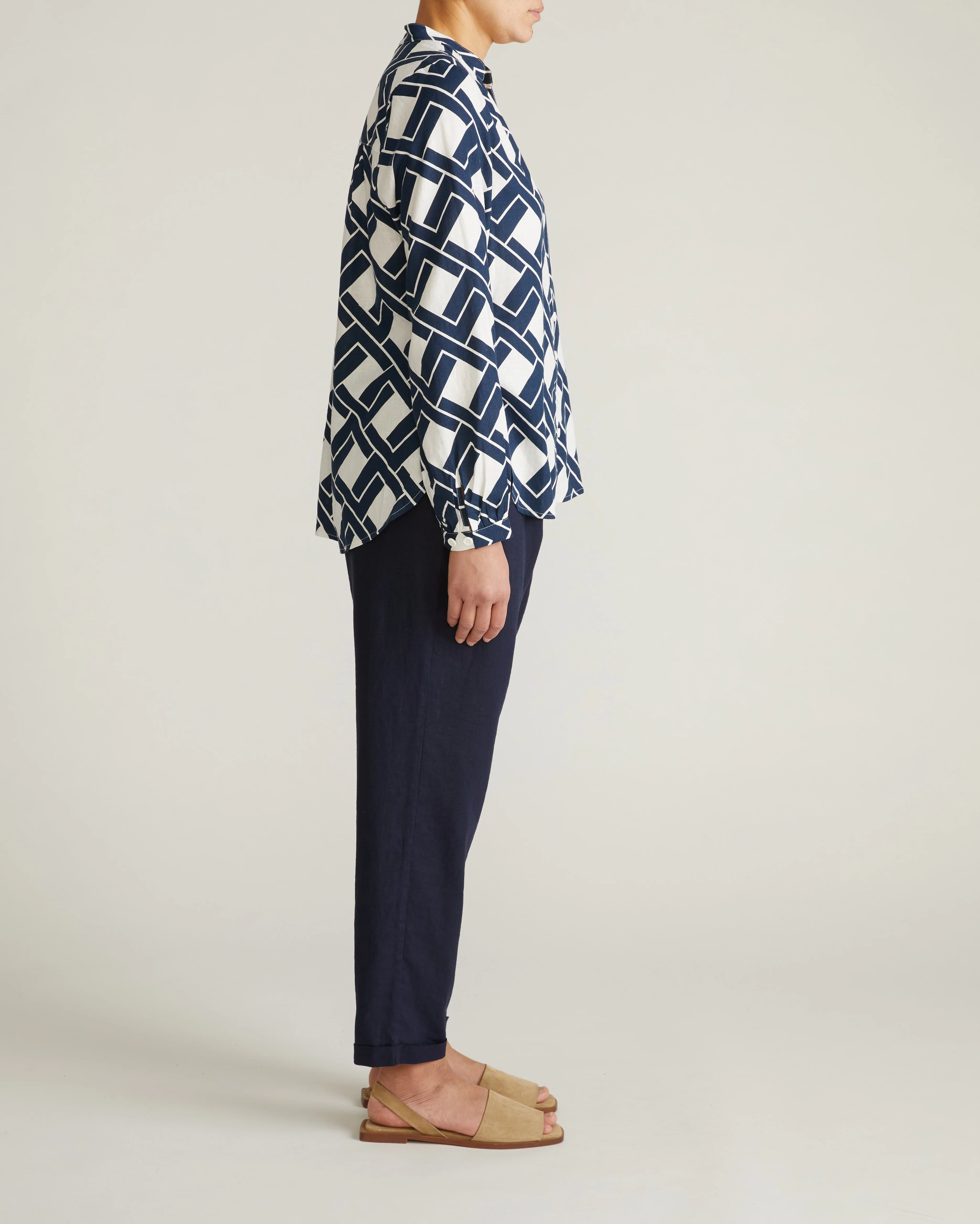 Avalon Linen Blend Blouse - Geometrica Print - Image 5