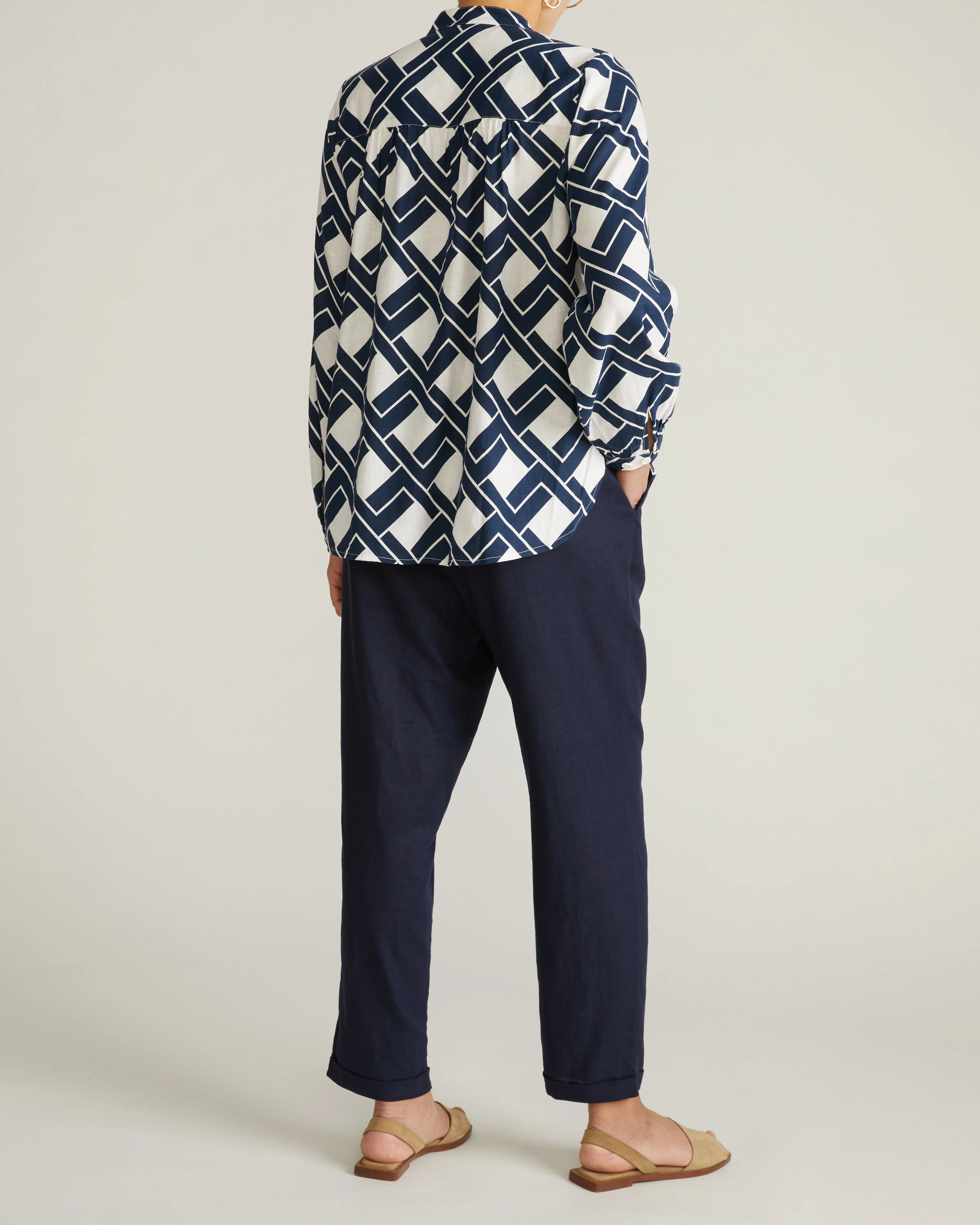 Avalon Linen Blend Blouse - Geometrica Print - Image 6