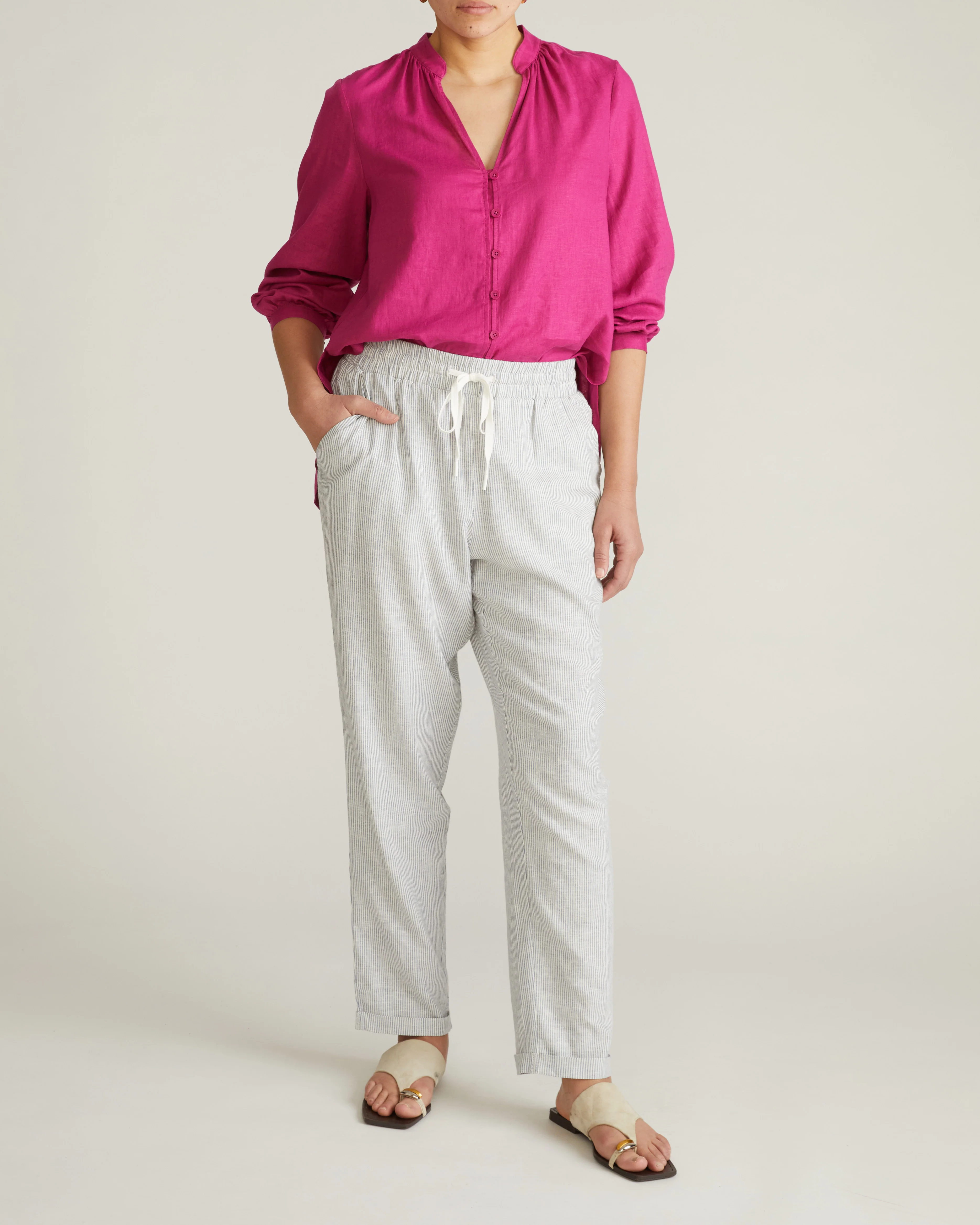 Avalon Linen Blend Blouse - Hyper Pink - Image 7