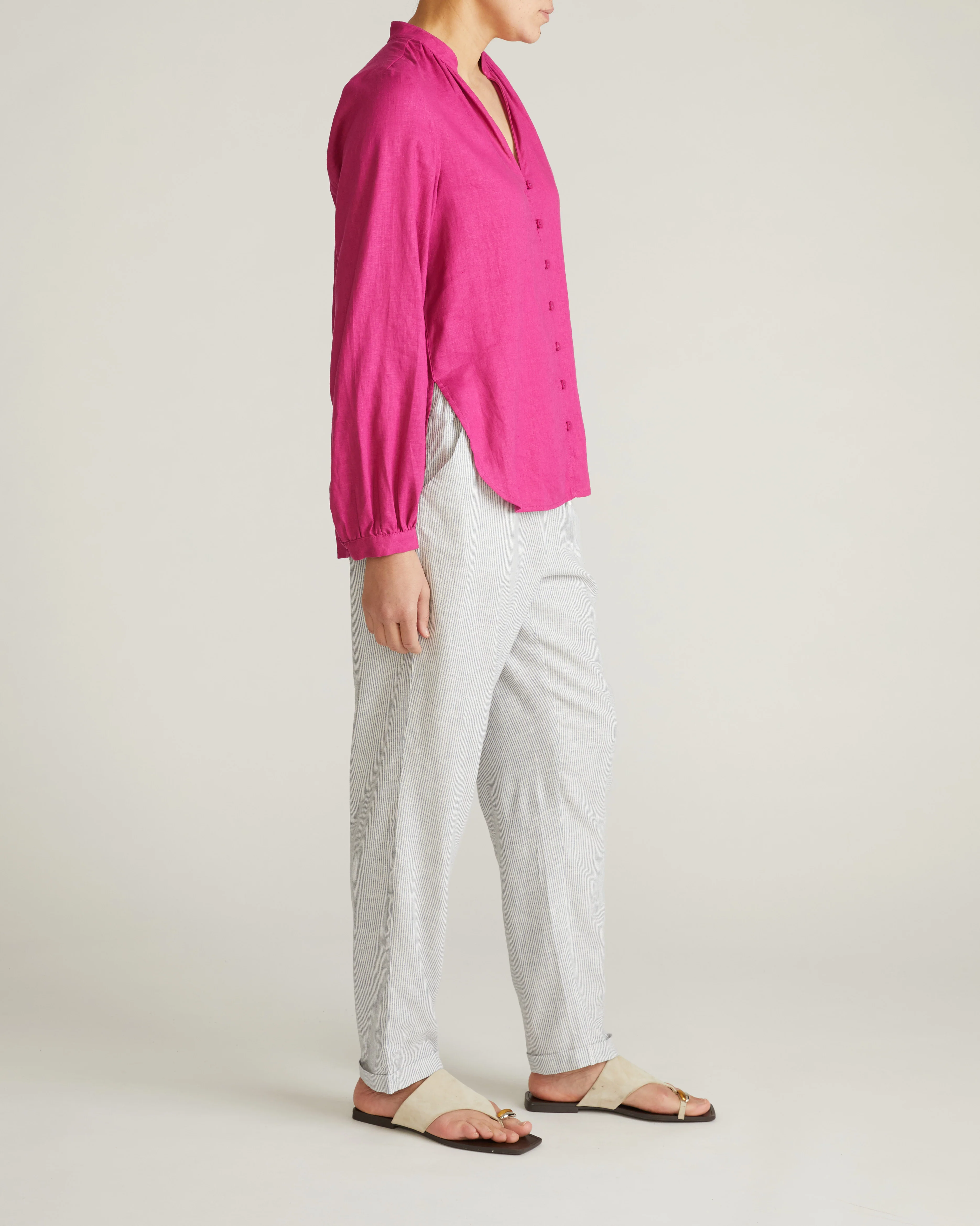 Avalon Linen Blend Blouse - Hyper Pink - Image 8