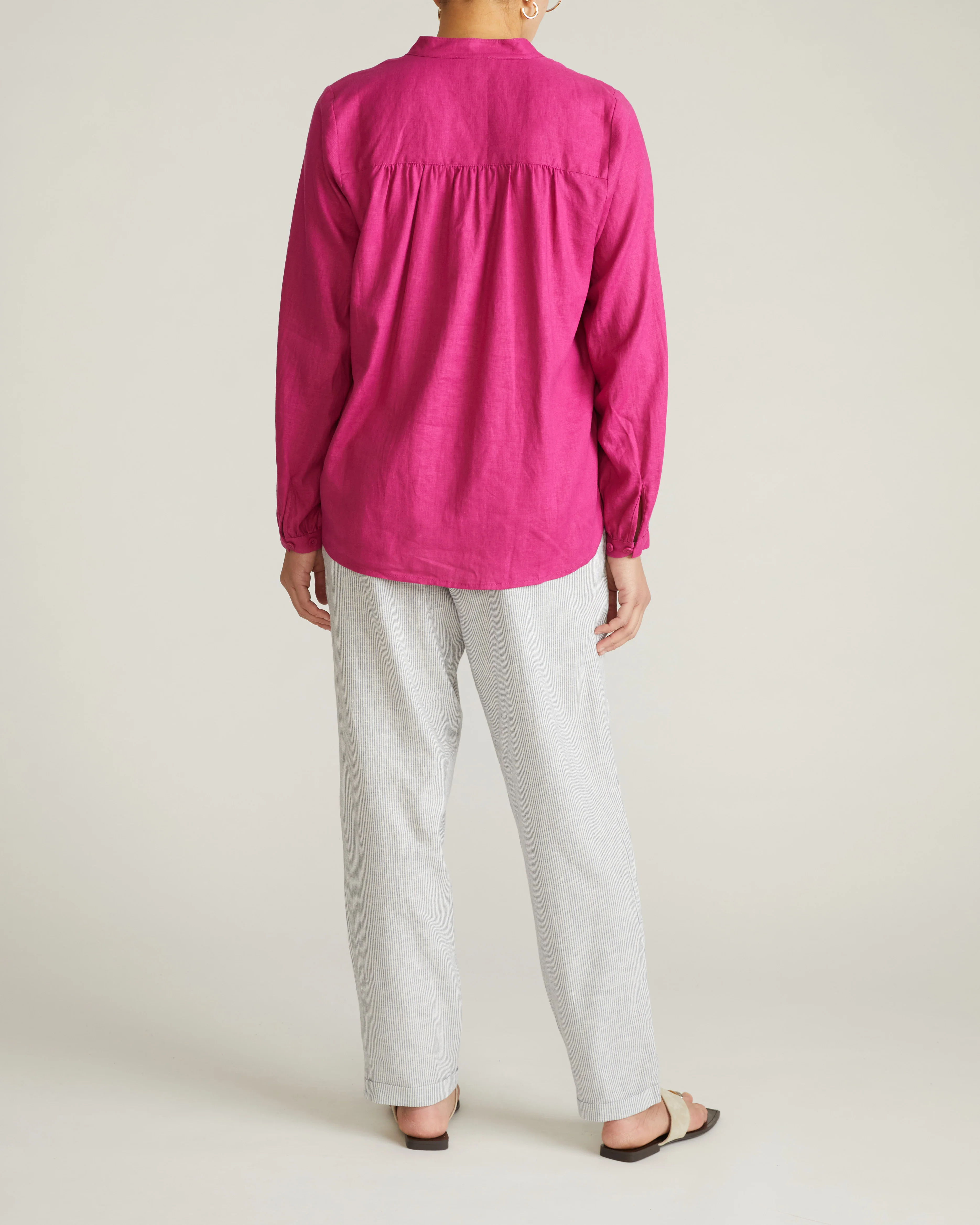 Avalon Linen Blend Blouse - Hyper Pink - Image 9