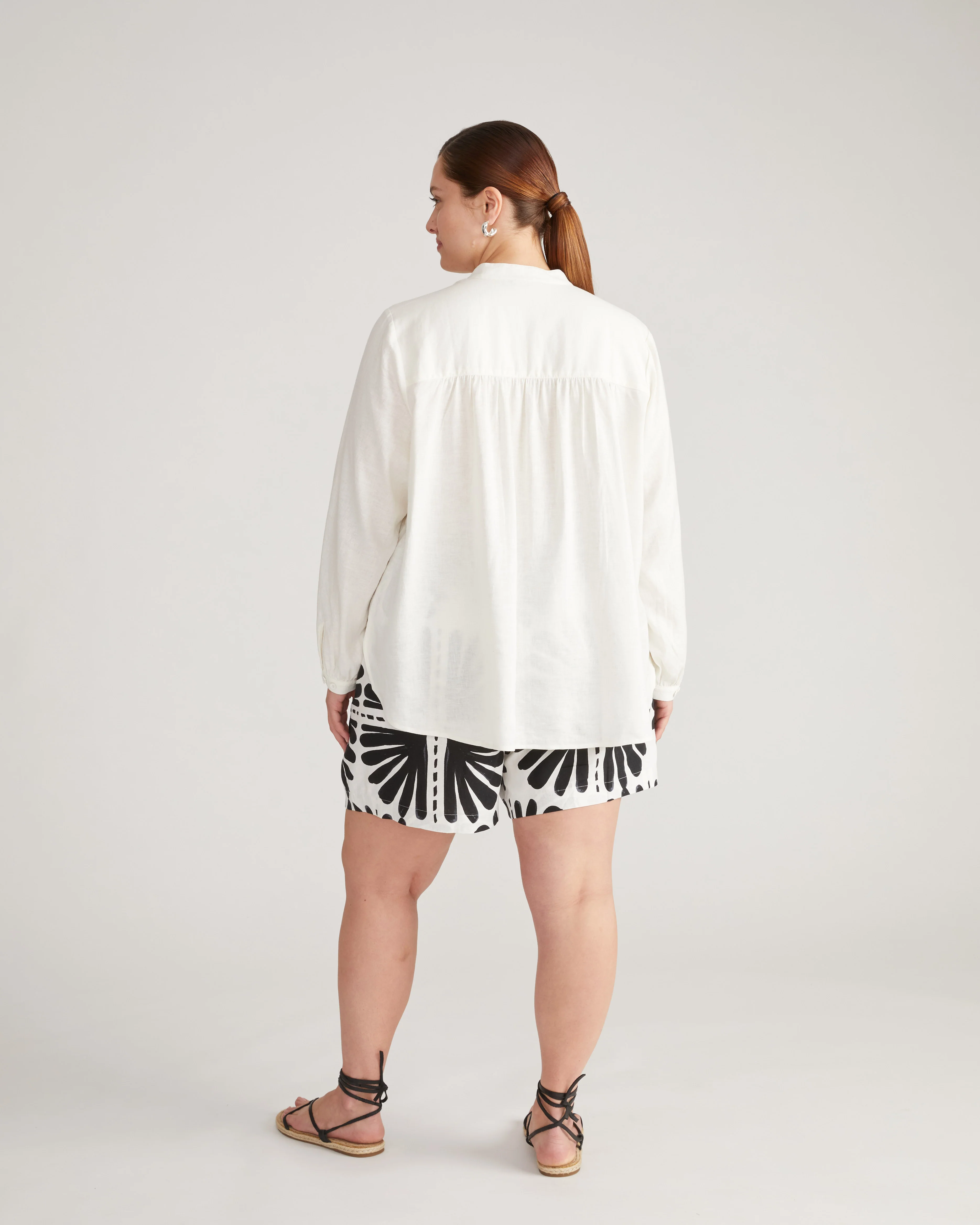 Avalon Linen Blend Blouse - Natural White - Image 3