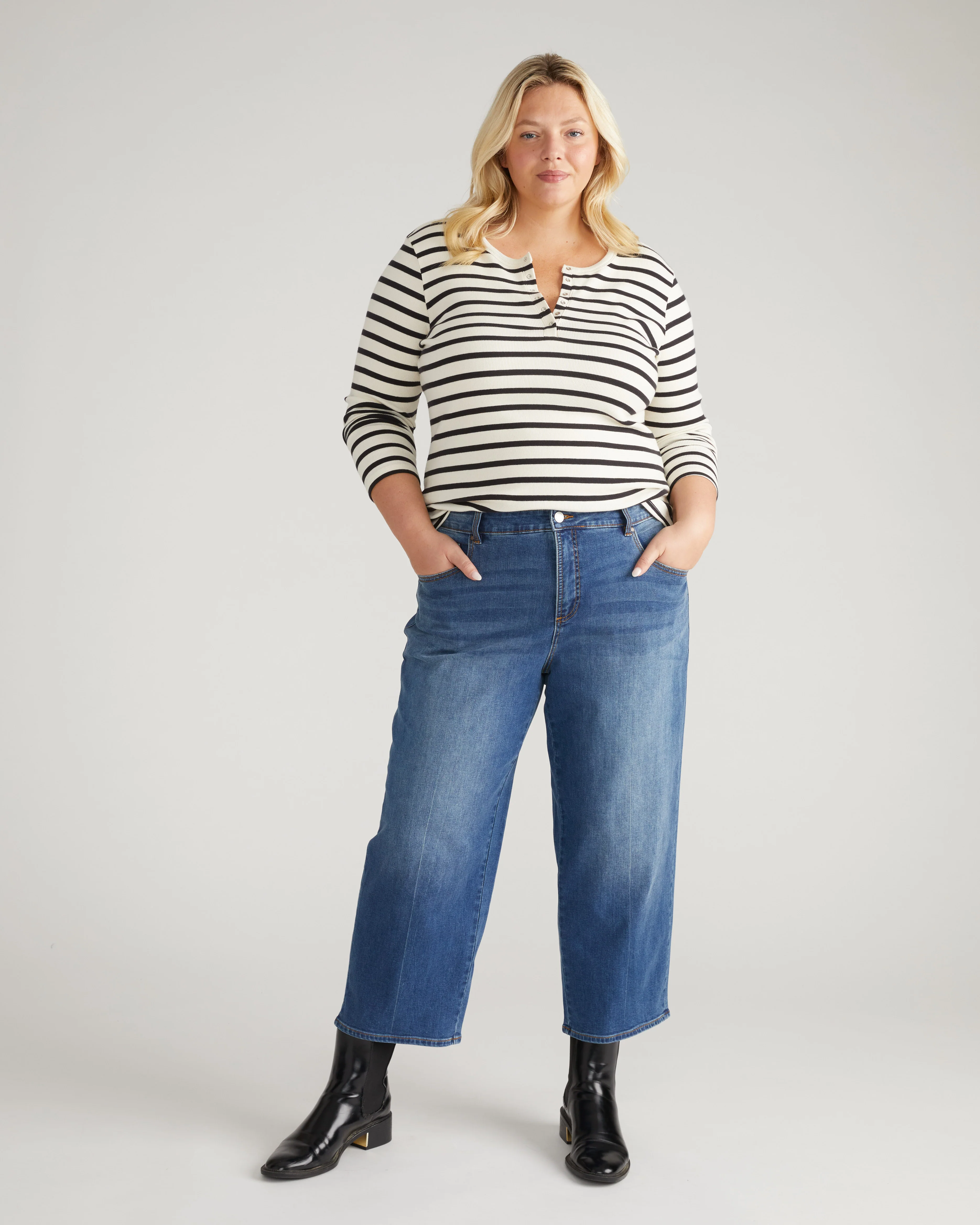 Bae Boyfriend Crop Jeans - Washed Vintage Indigo
