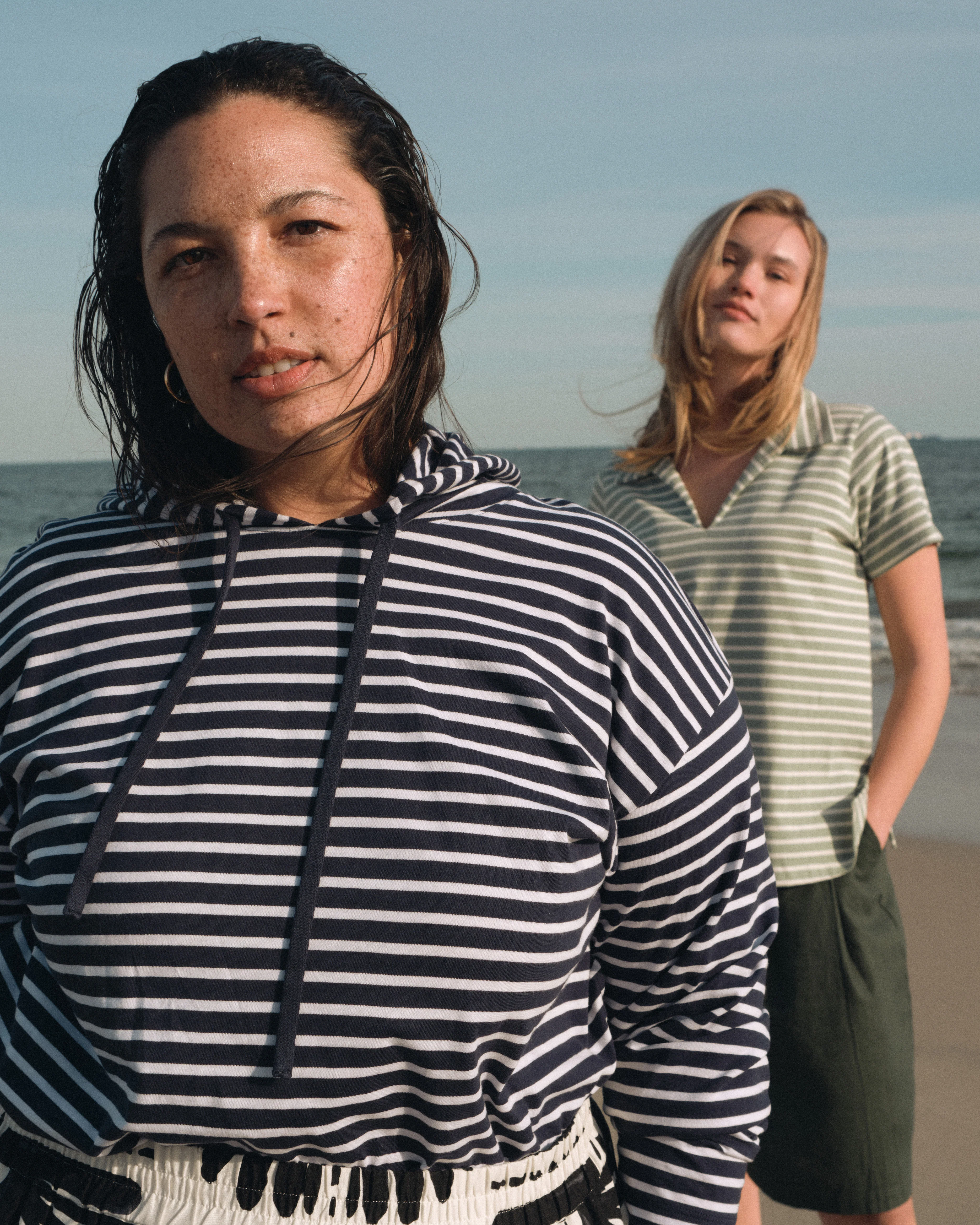 Baja Breton Stripe Hoodie - Navy/White Stripe