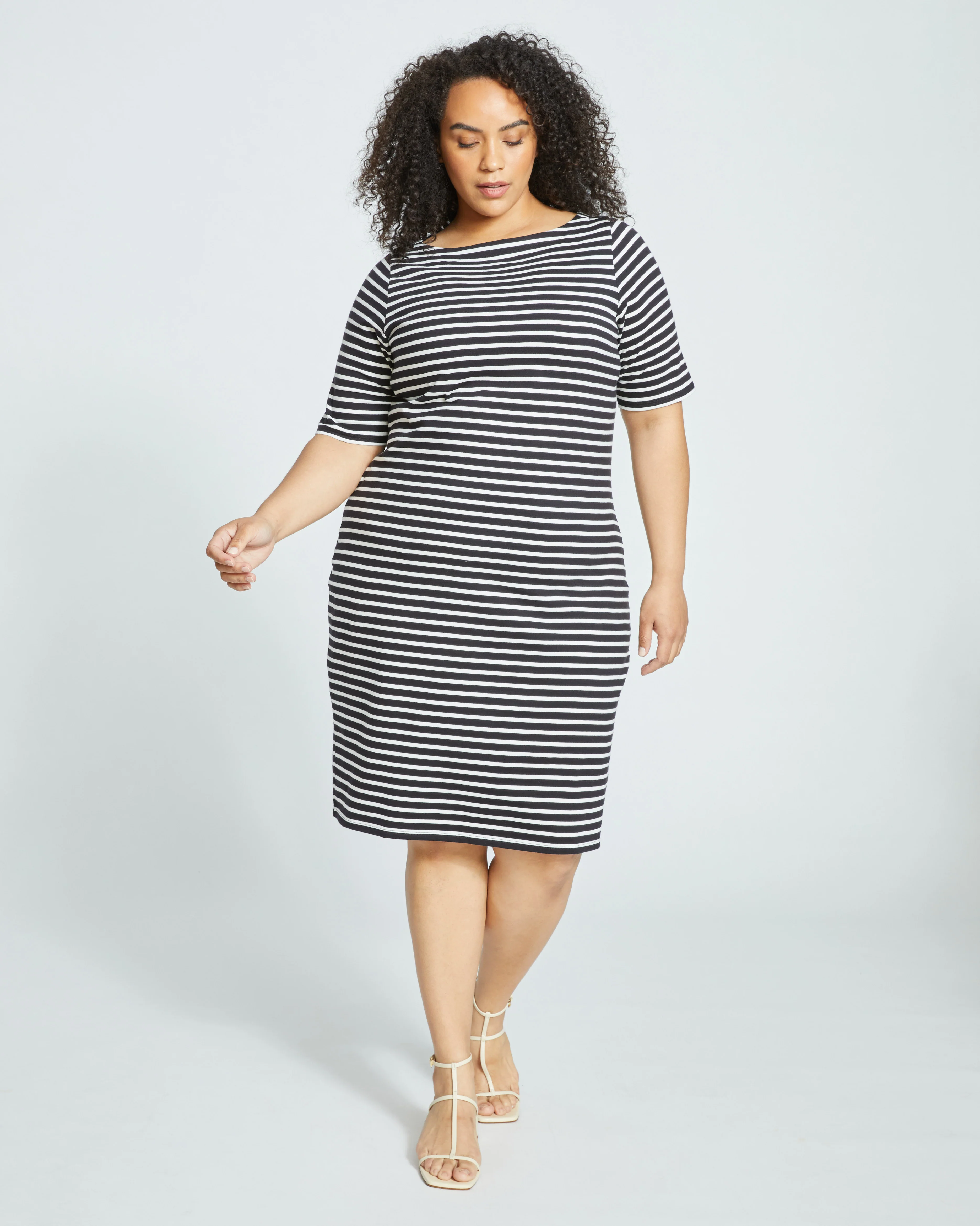 Belle Breton Stripe Jersey Dress - Black/White Stripe - Image 4