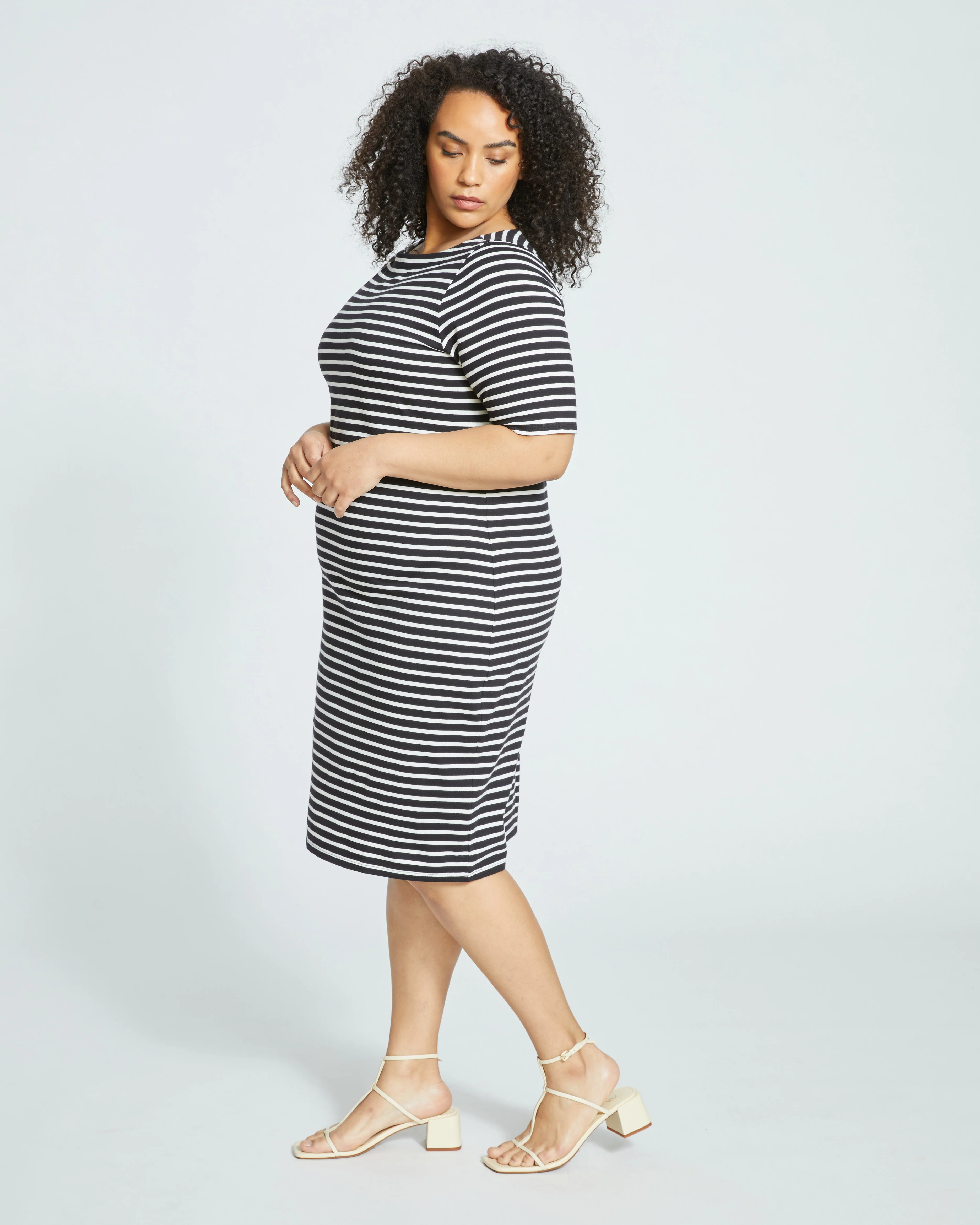 Belle Breton Stripe Jersey Dress - Black/White Stripe - Image 5