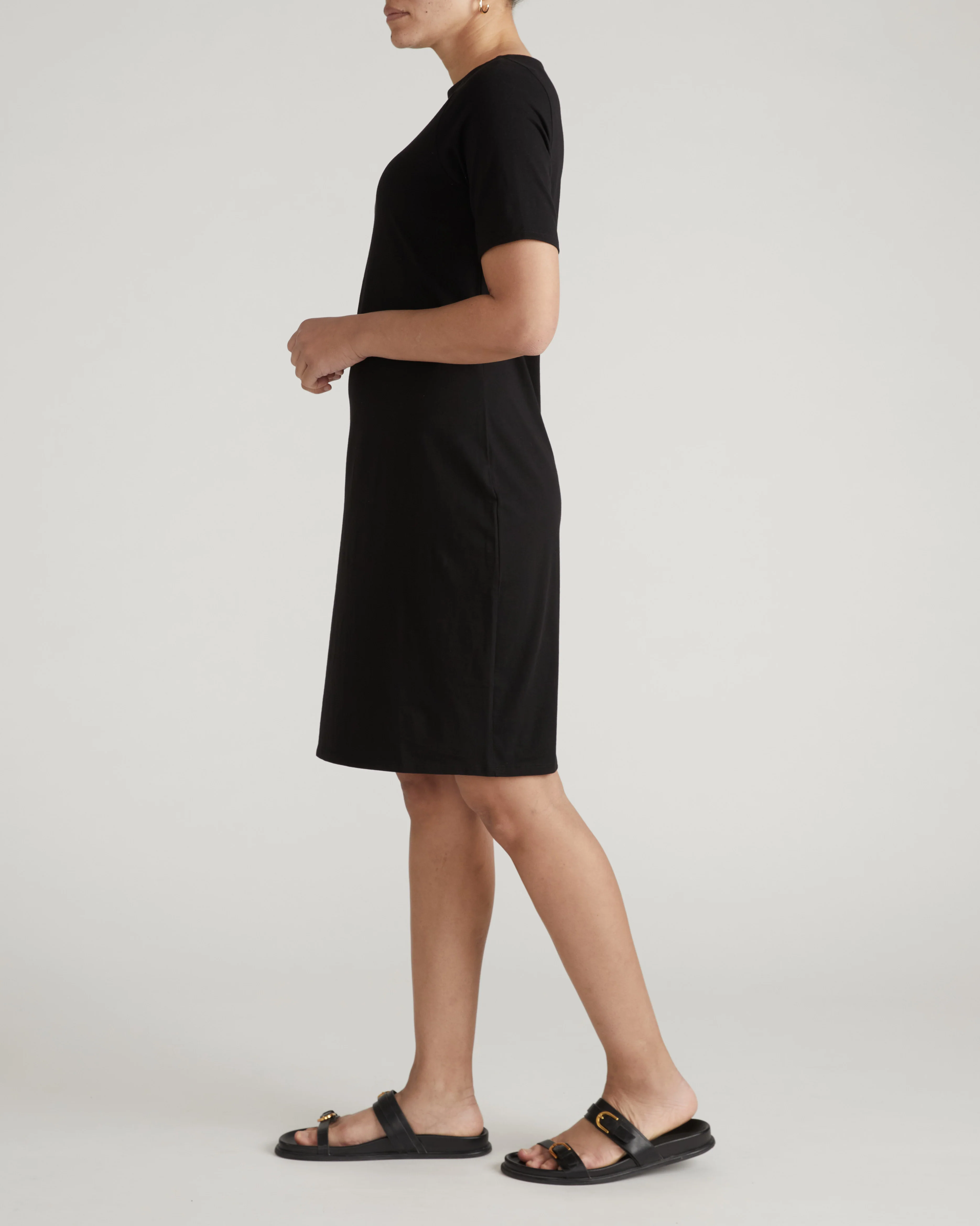 Belle Breton Stripe Jersey Dress - Solid Black - Image 3
