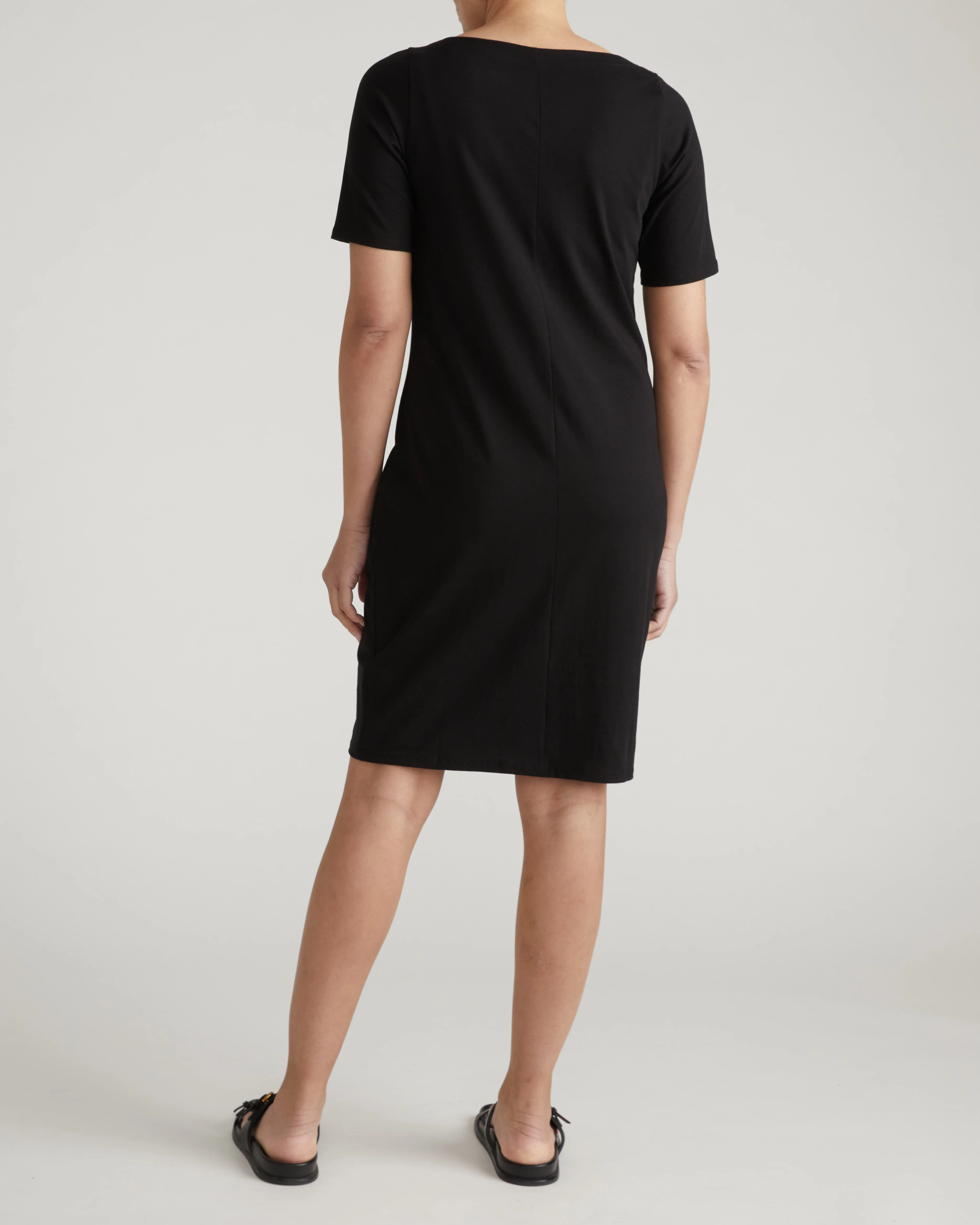 Belle Breton Stripe Jersey Dress - Solid Black - Image 4