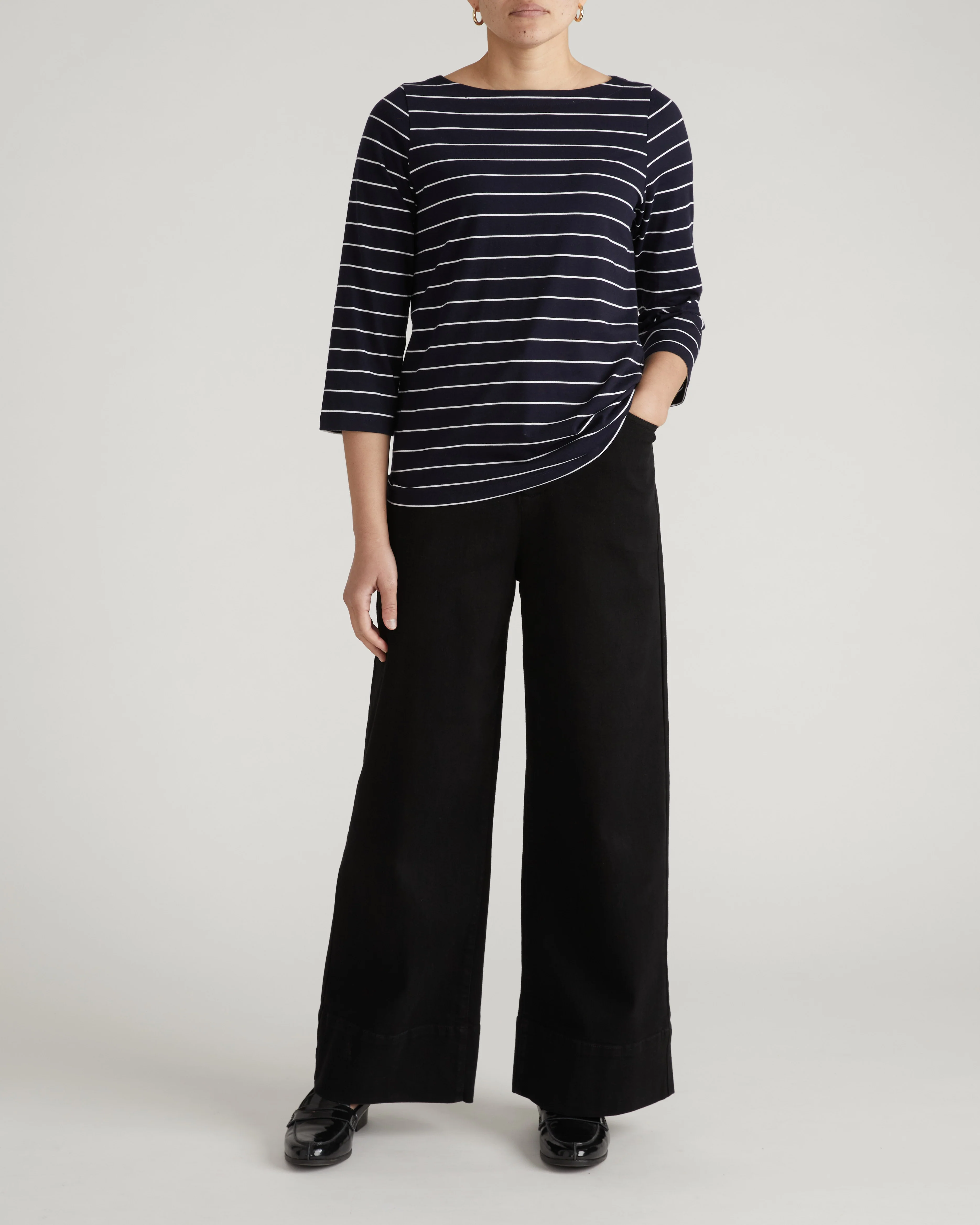 Belle Breton Stripe Jersey Tee - Navy Pinstripe - Image 3