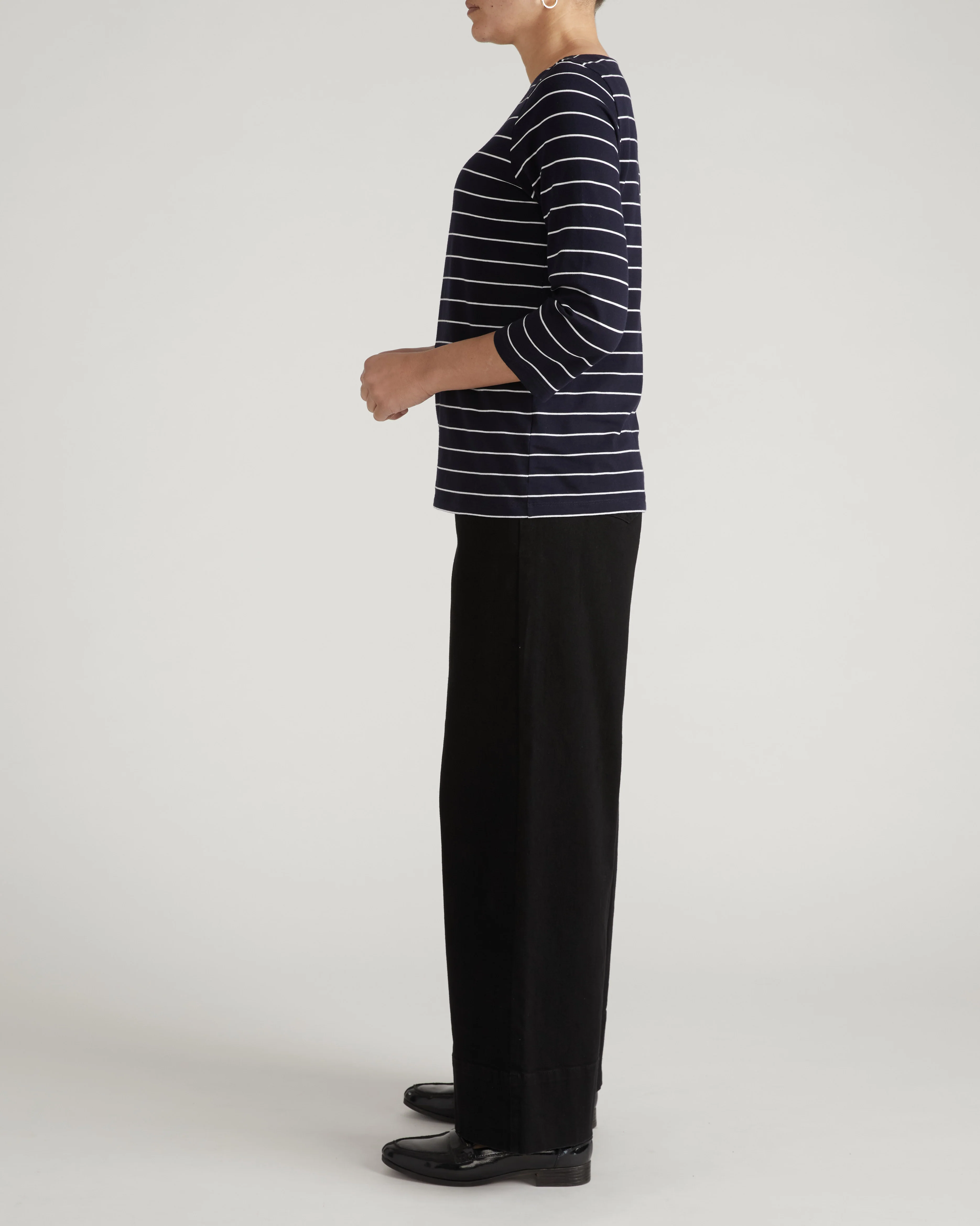 Belle Breton Stripe Jersey Tee - Navy Pinstripe - Image 4