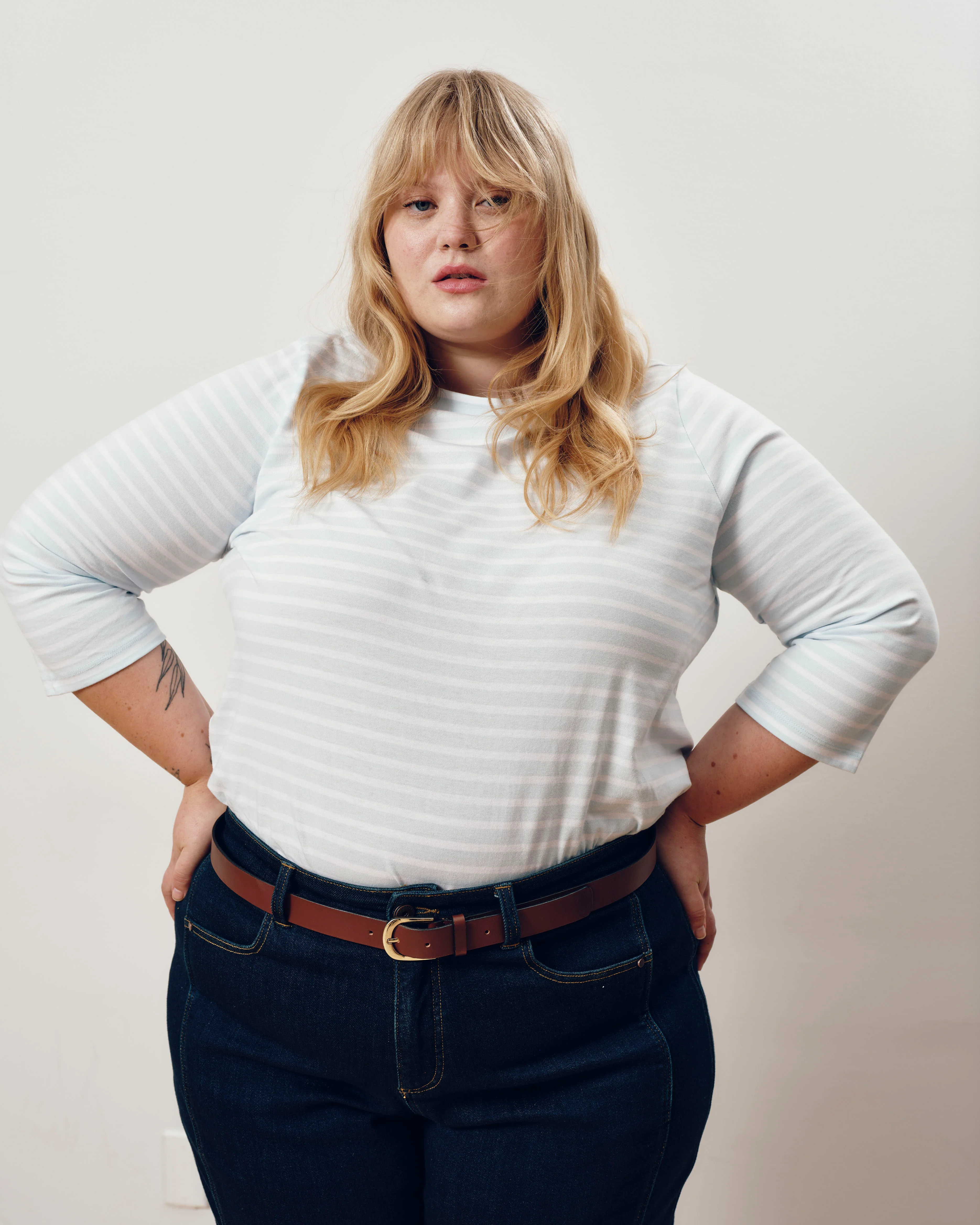 Belle Breton Stripe Jersey Tee - Pale Blue/White Stripe - Image 3
