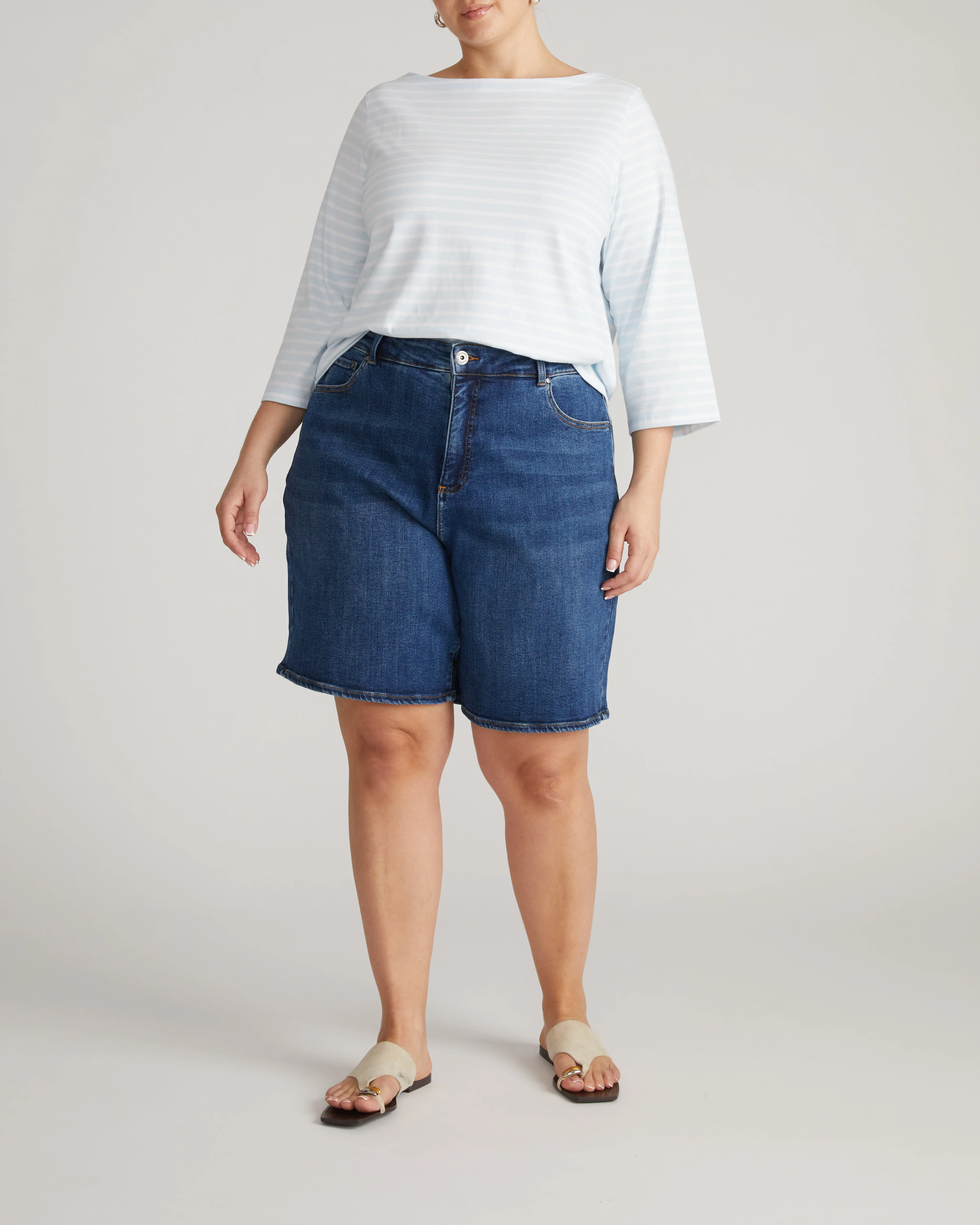 Belle Breton Stripe Jersey Tee - Pale Blue/White Stripe - Image 4