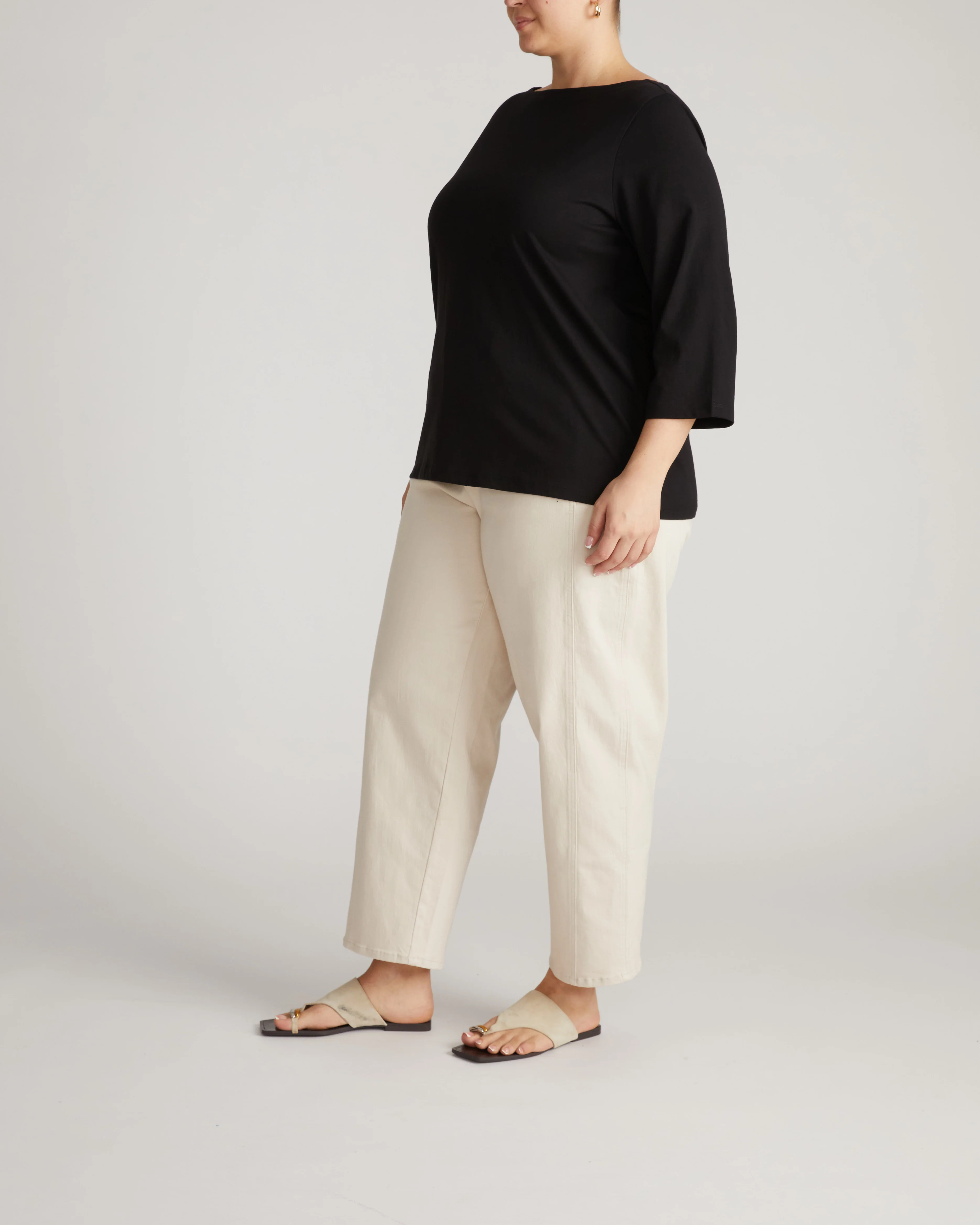 Belle Breton Stripe Jersey Tee - Solid Black - Image 4