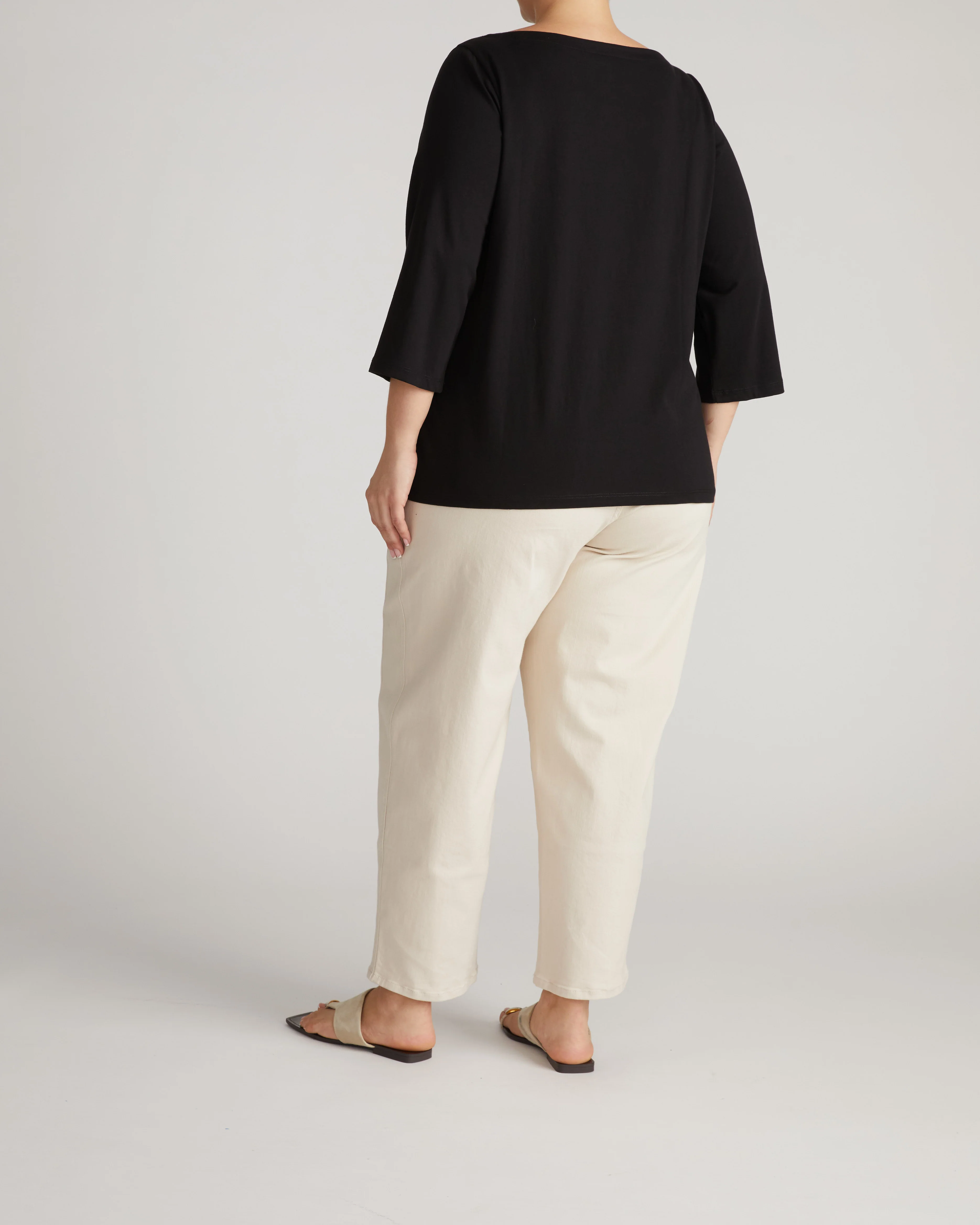 Belle Breton Stripe Jersey Tee - Solid Black - Image 5