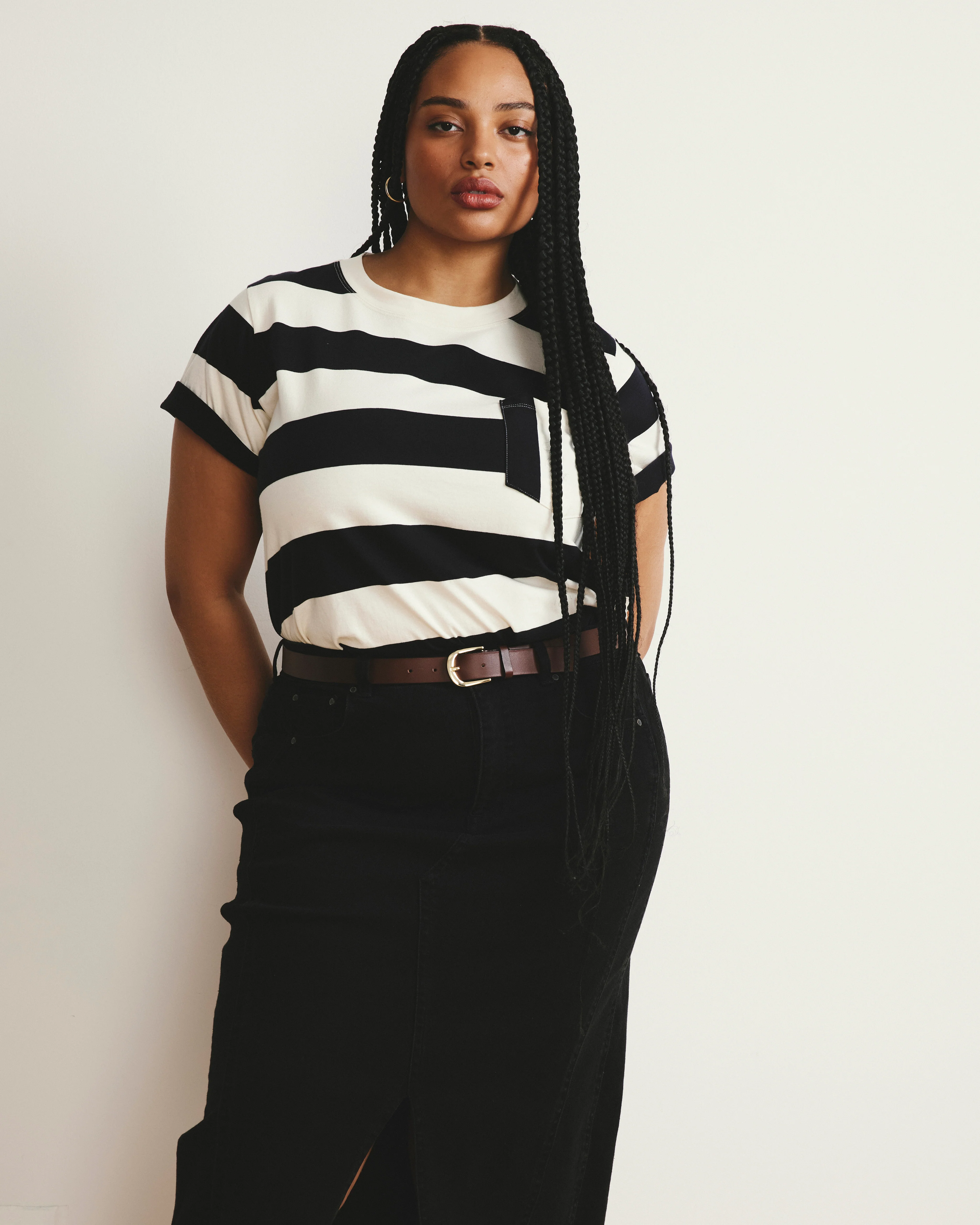 Breton Stripe Garcon Tee - Ecru/Black Rugby Stripe