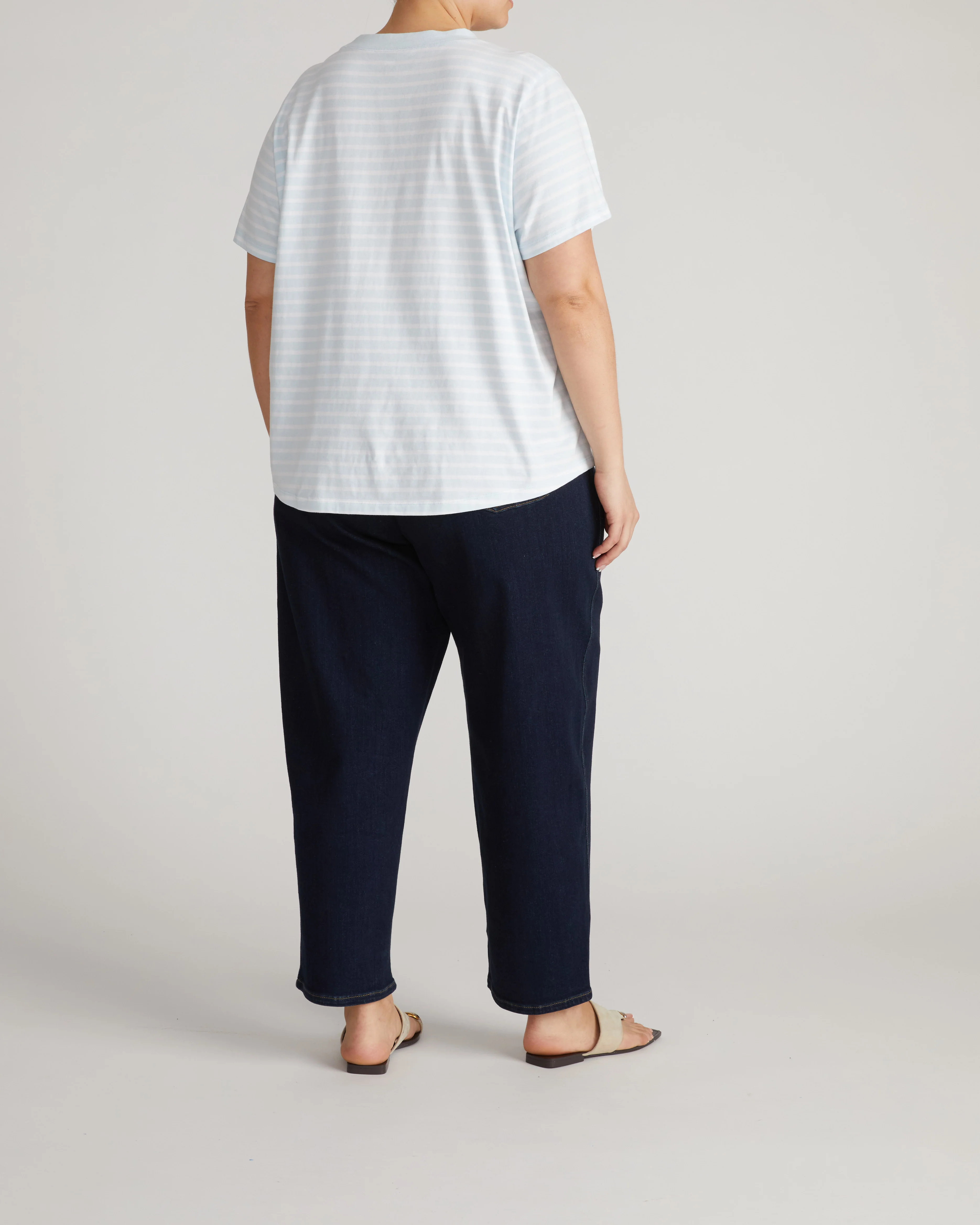 Breton Stripe Garcon Tee - Pale Blue/White Stripe - Image 6