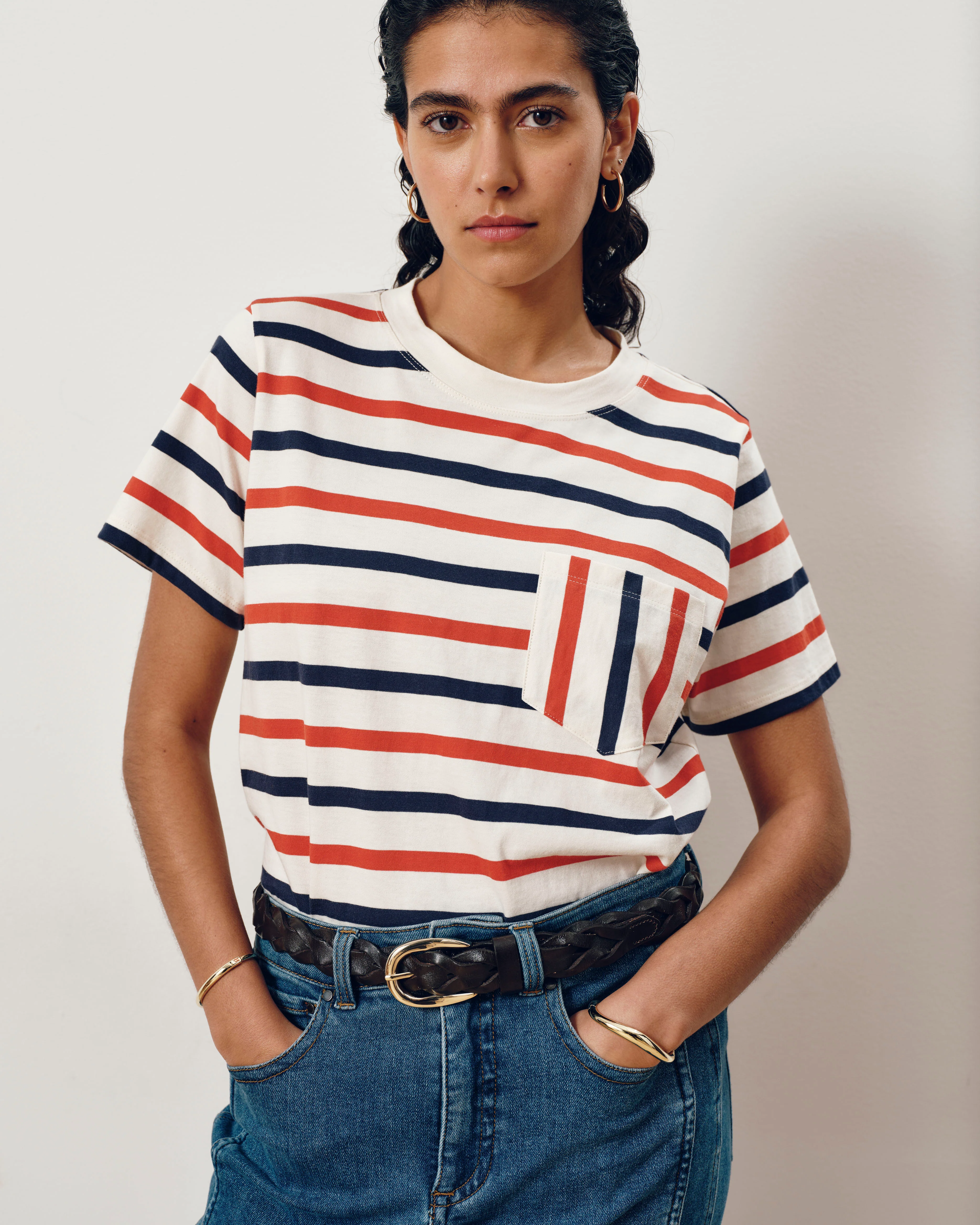 Breton Stripe Garcon Tee - Red/White/Blue Stripe - Image 3