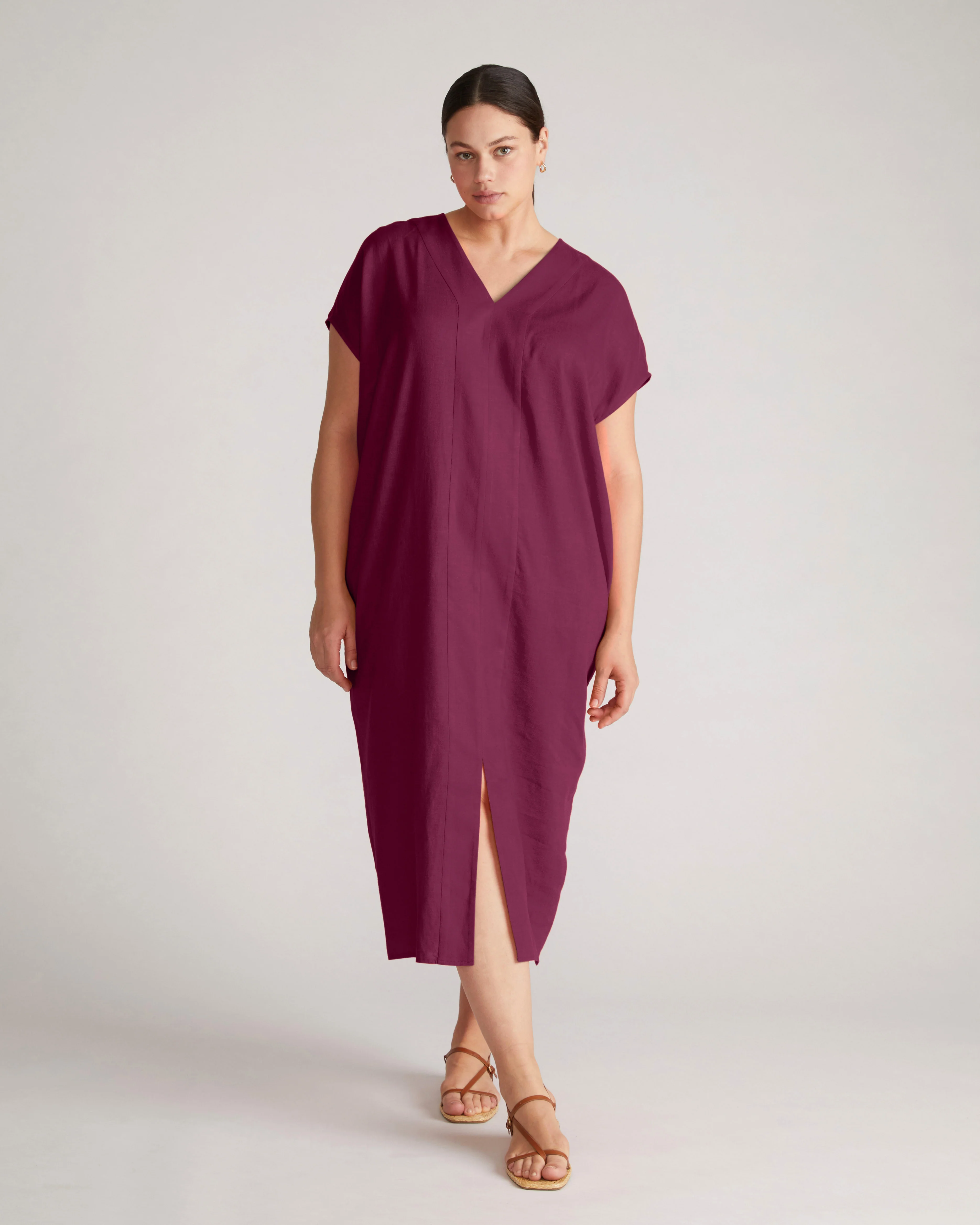 Cabana Linen Blend Kaftan - Acai - Image 3
