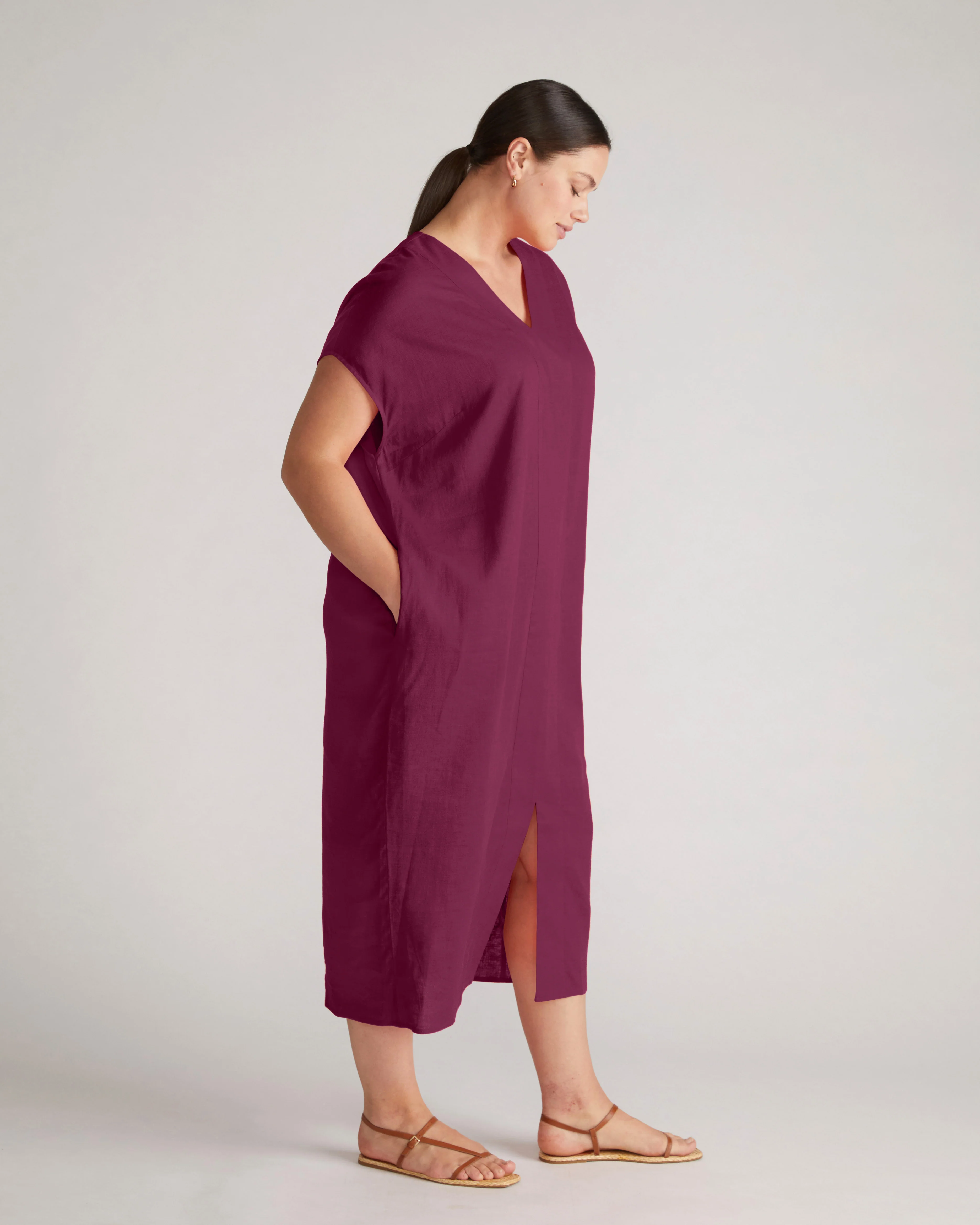 Cabana Linen Blend Kaftan - Acai - Image 4