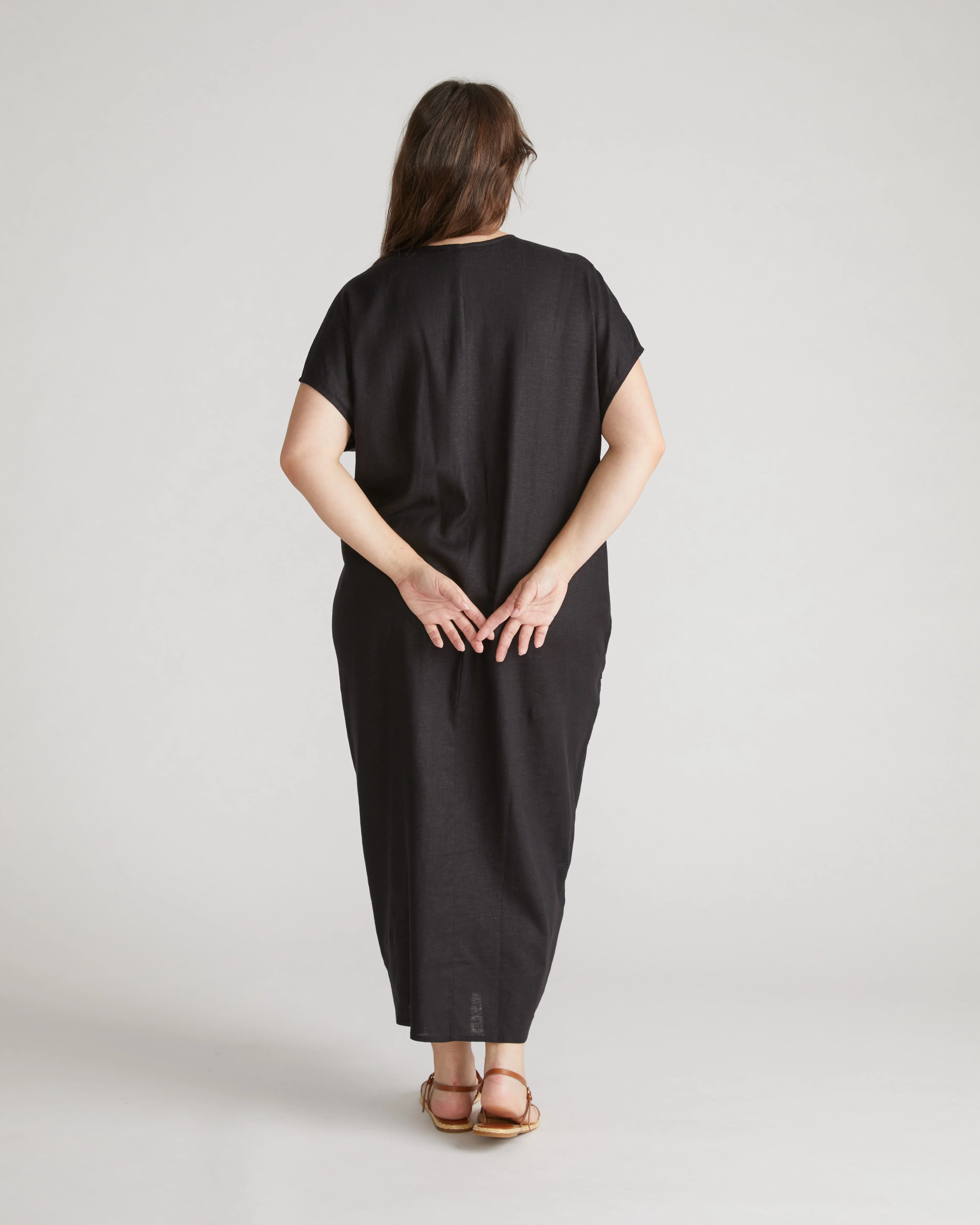 Cabana Linen Blend Kaftan - Black - Image 4