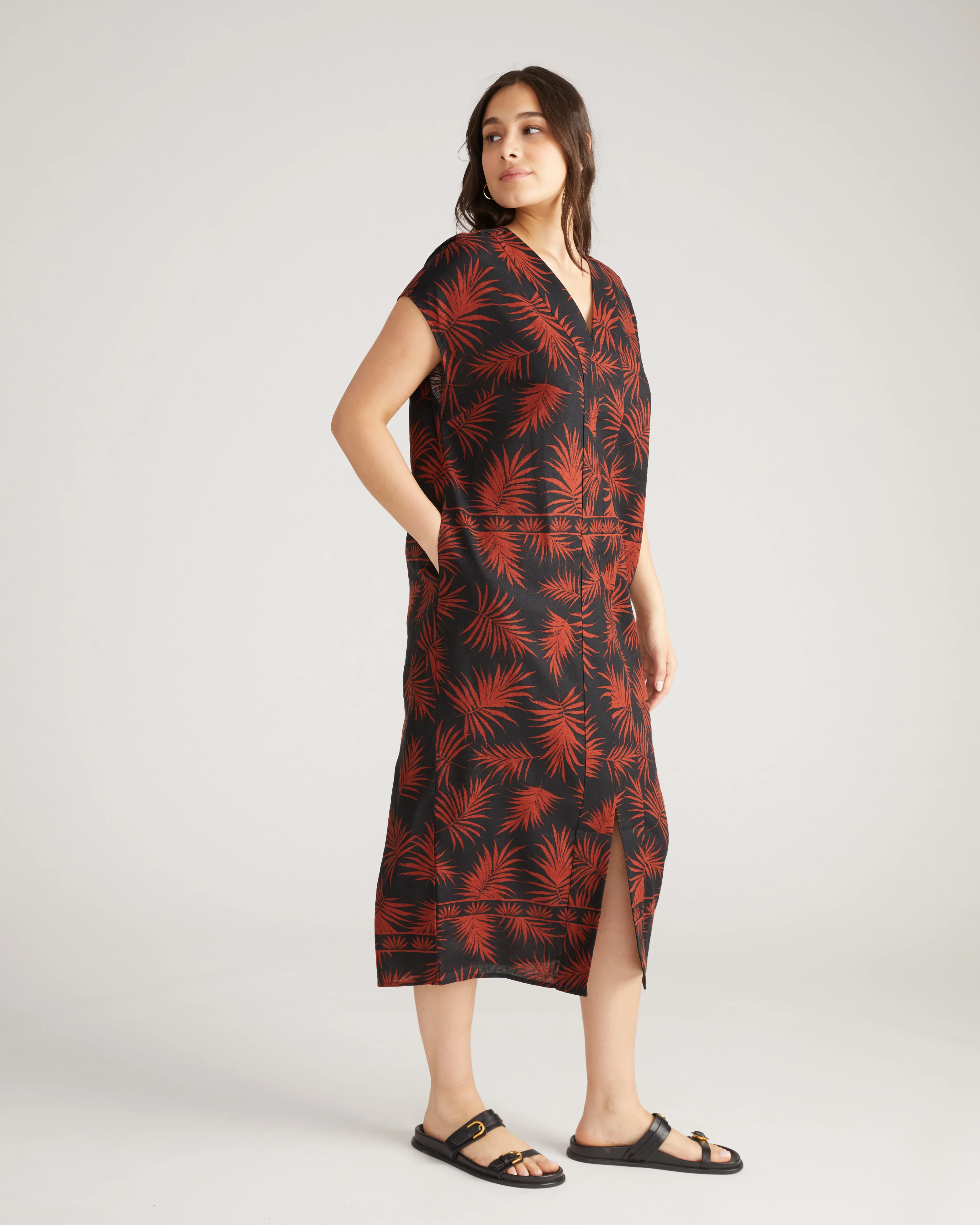 Cabana Linen Blend Kaftan - Bohem Print - Image 3