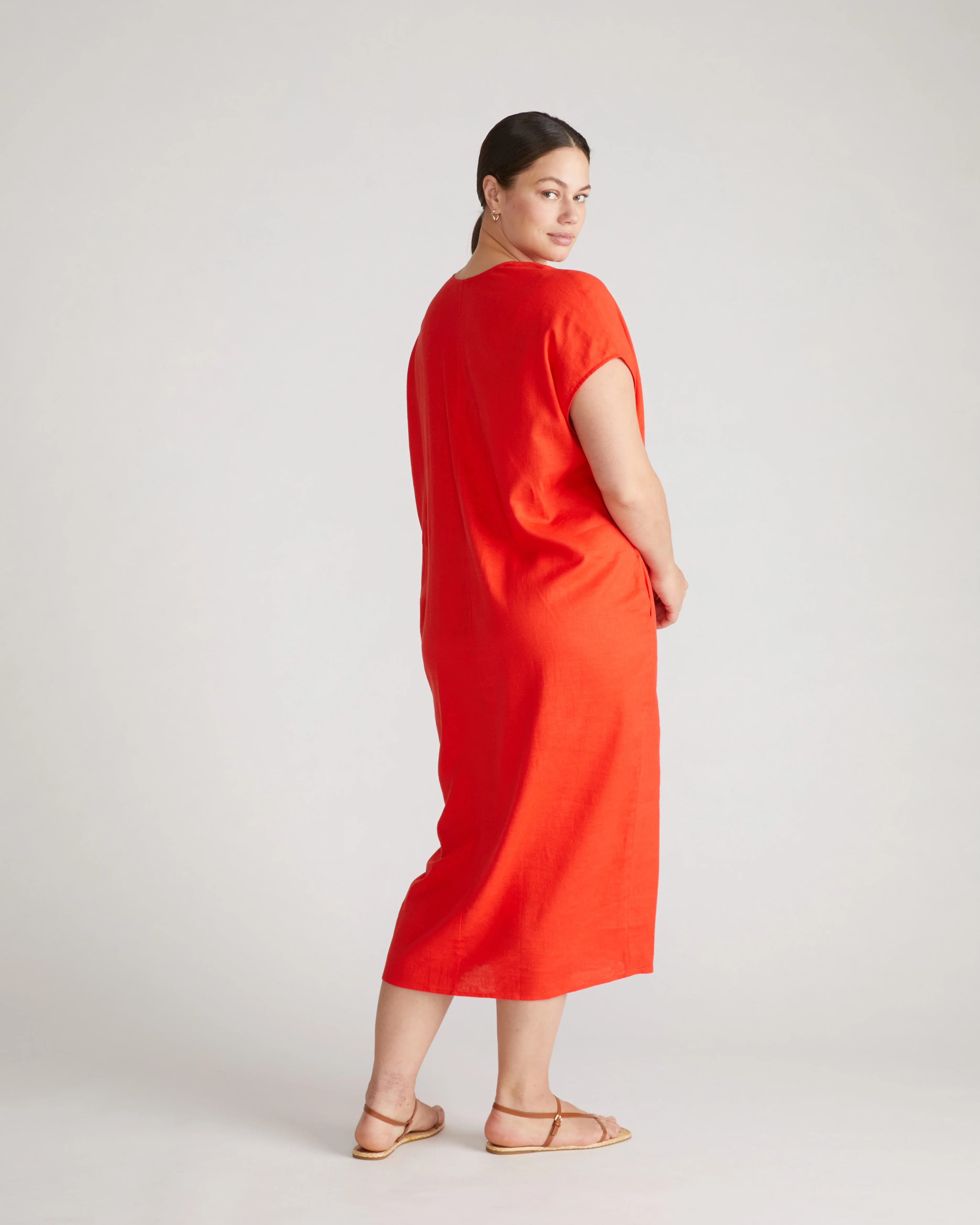 Cabana Linen Blend Kaftan - Shoreline Sunset - Image 4