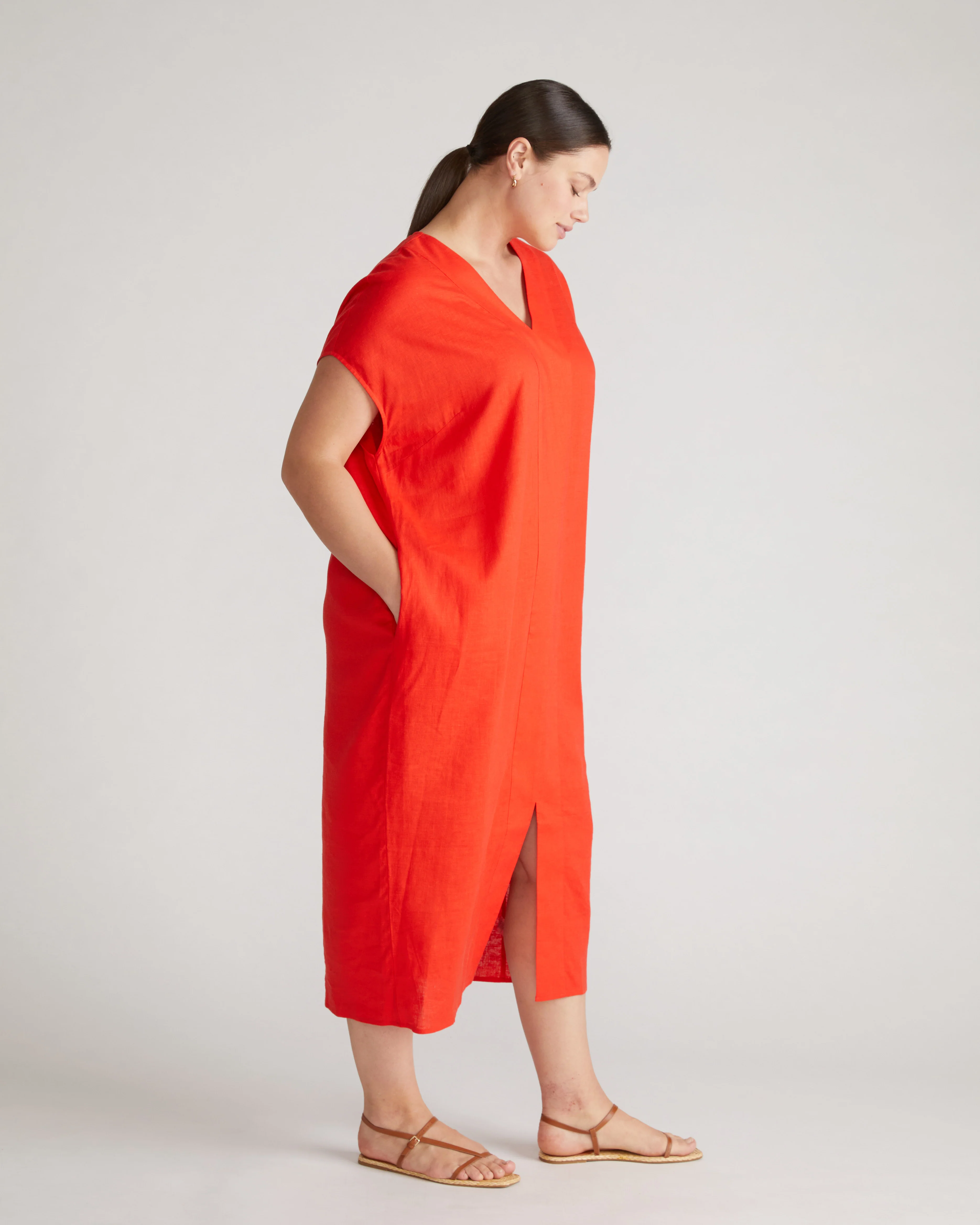 Cabana Linen Blend Kaftan - Shoreline Sunset - Image 5