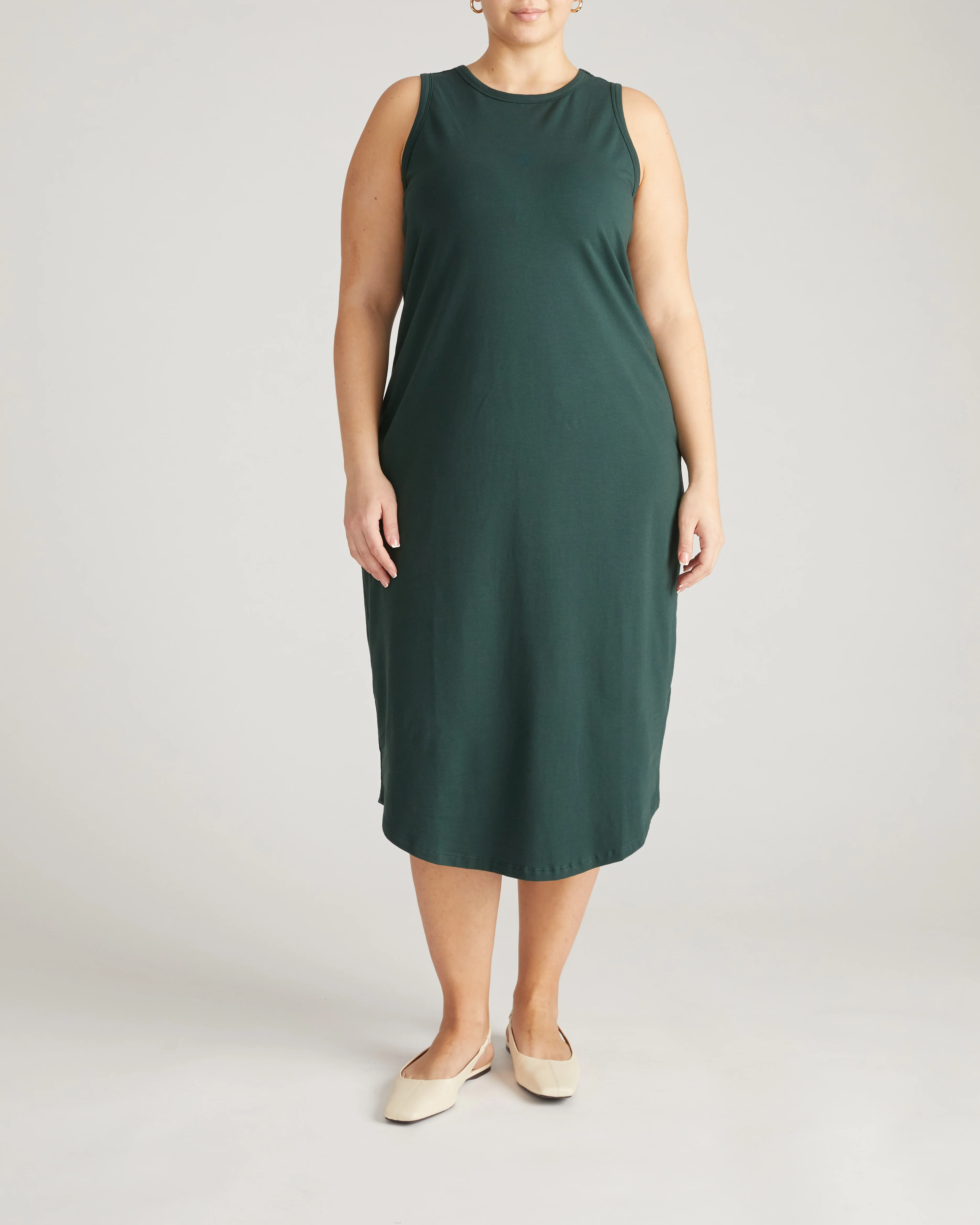 Cai High Neck Tank Dress - Forest Green - Image 2