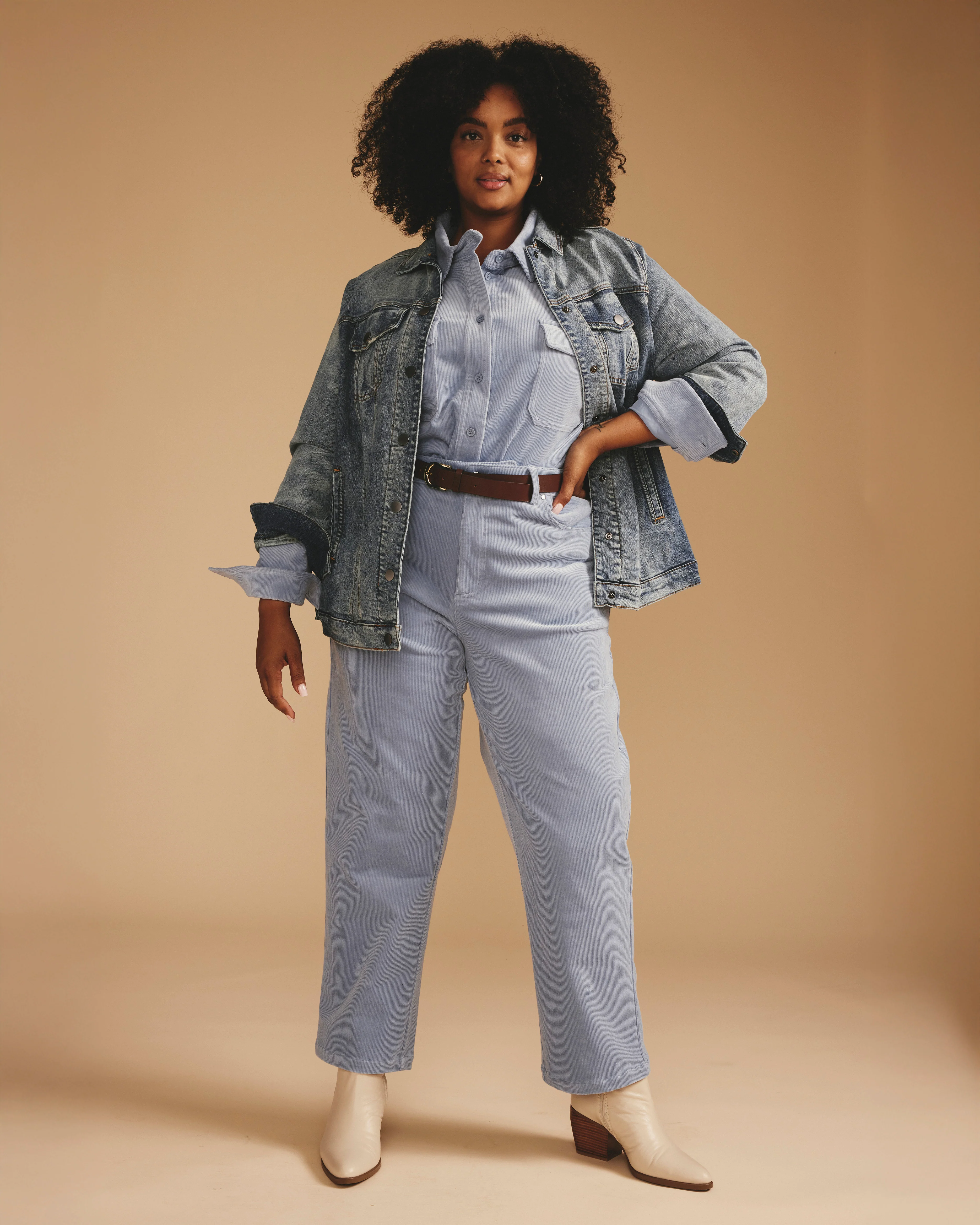Cassidy High Rise Straight Corduroy Pants - Washed Rain