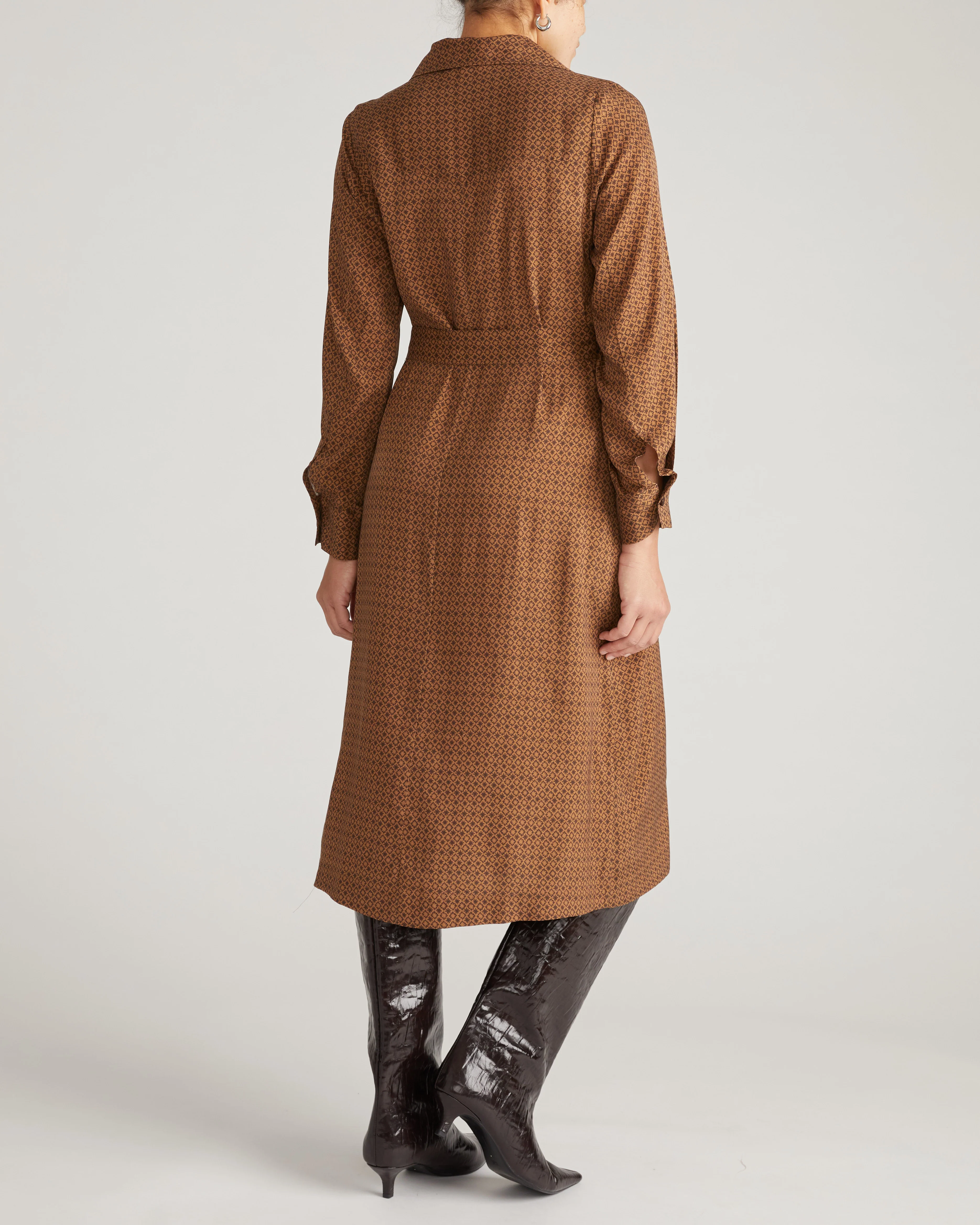 Cooling Stretch Cupro Savannah Dress - Brown Hacienda Print - Image 4