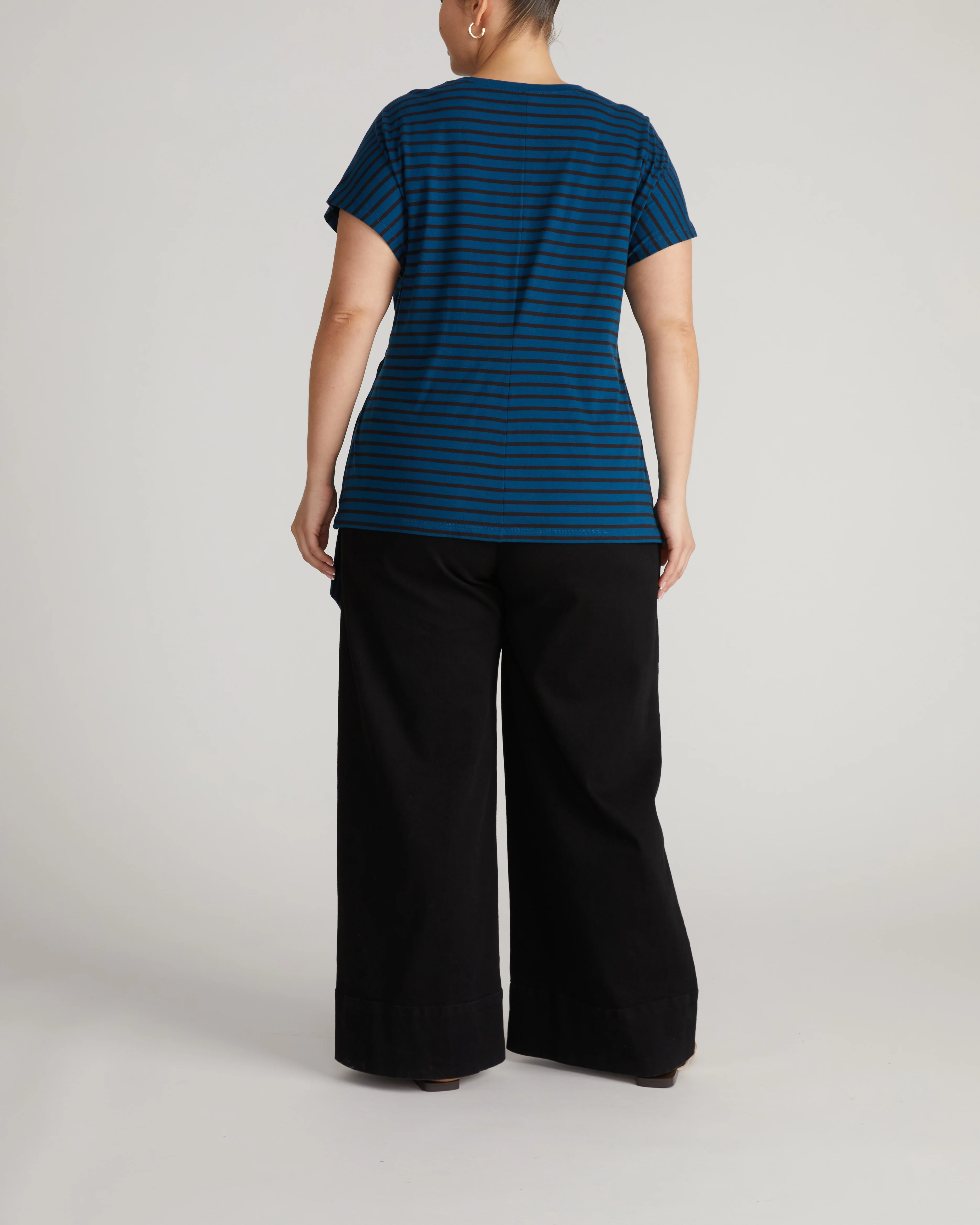 Crescent Breton Stripe Knot Tee - Deep Teal/Black Stripe - Image 6