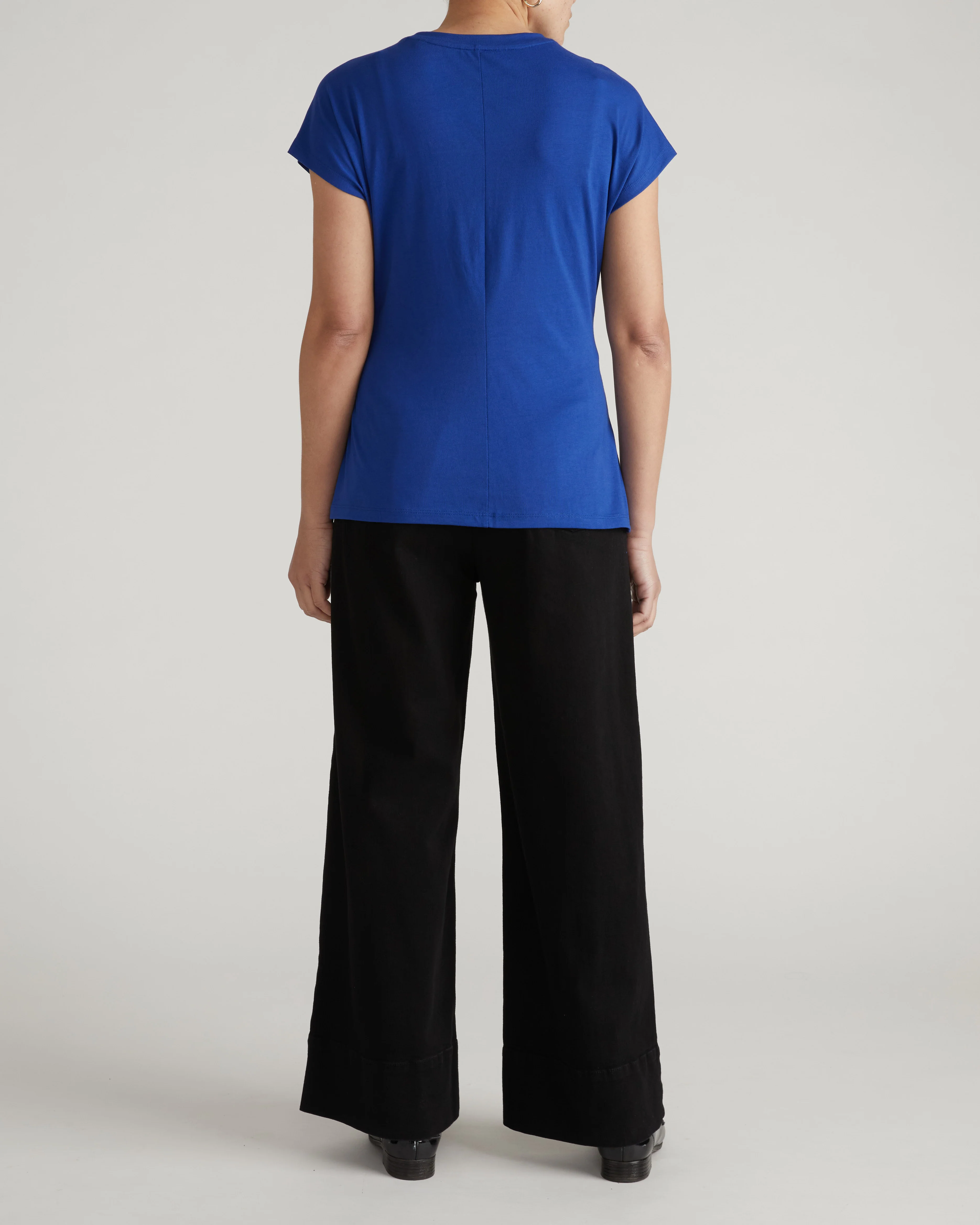 Crescent Breton Stripe Knot Tee - Solid Ultramarine - Image 4