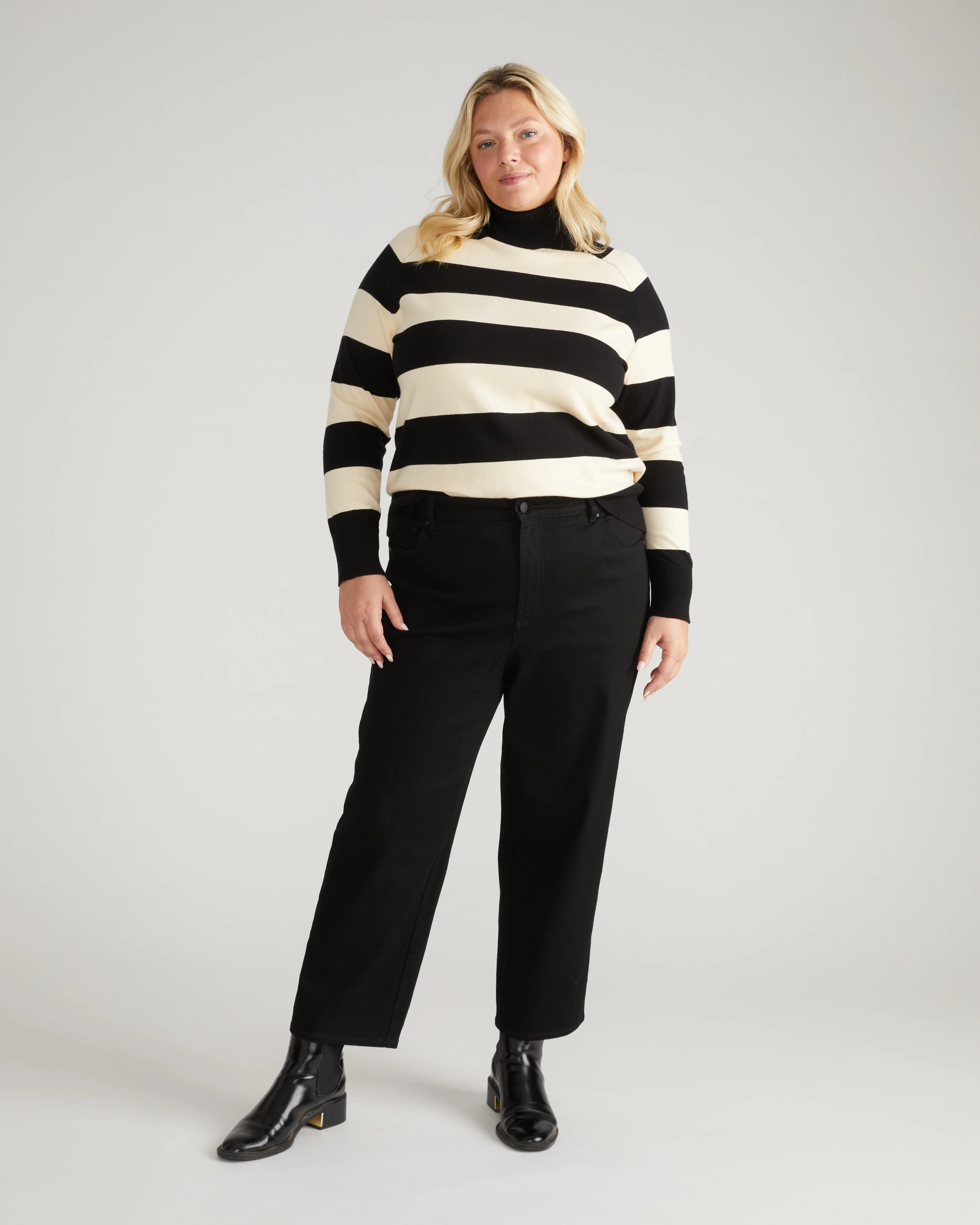 Donna High Rise Curve Straight Leg Jeans 27 Inch - Jet Black
