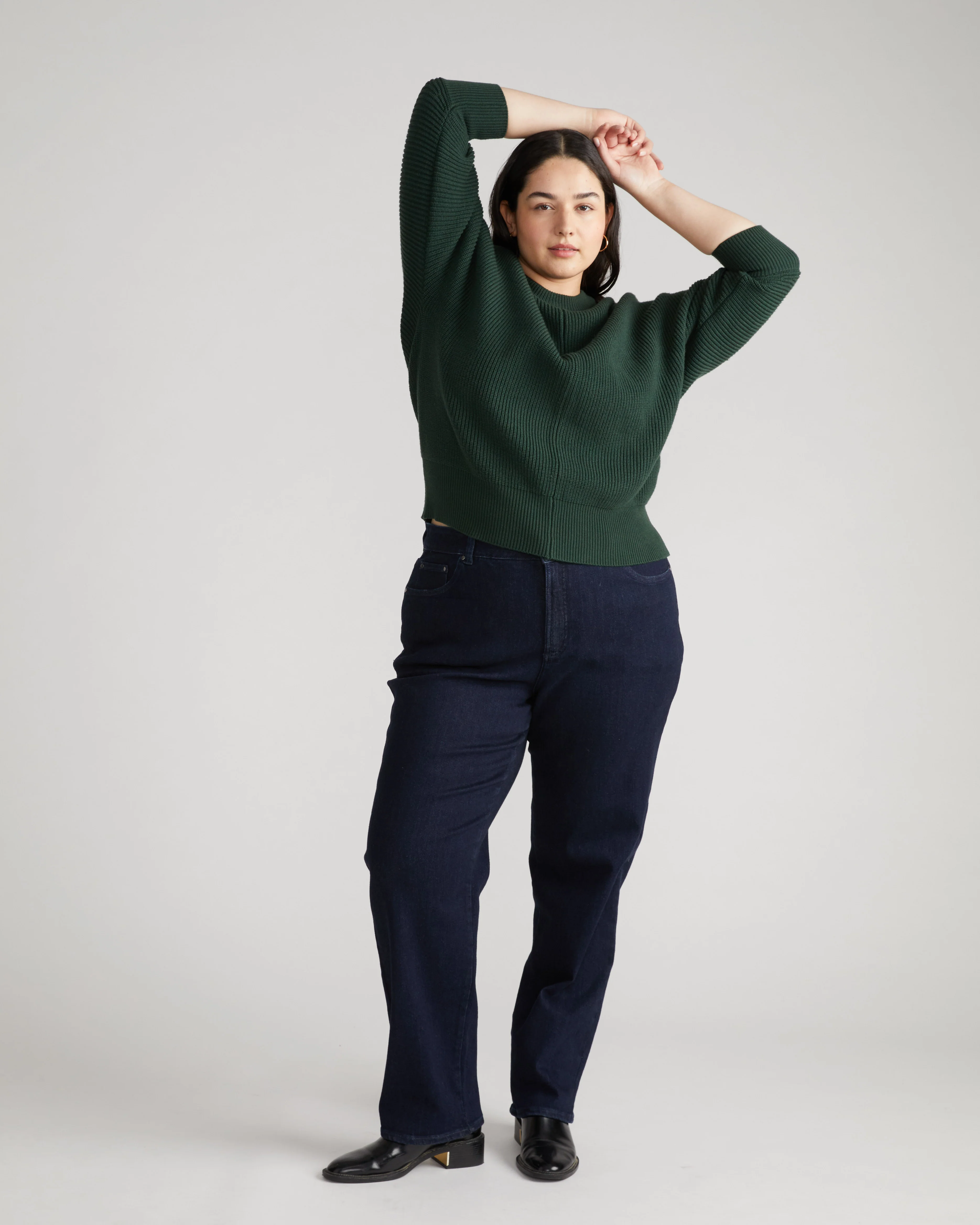 Donna High Rise Curve Straight Leg Jeans 32 Inch - Dark Indigo