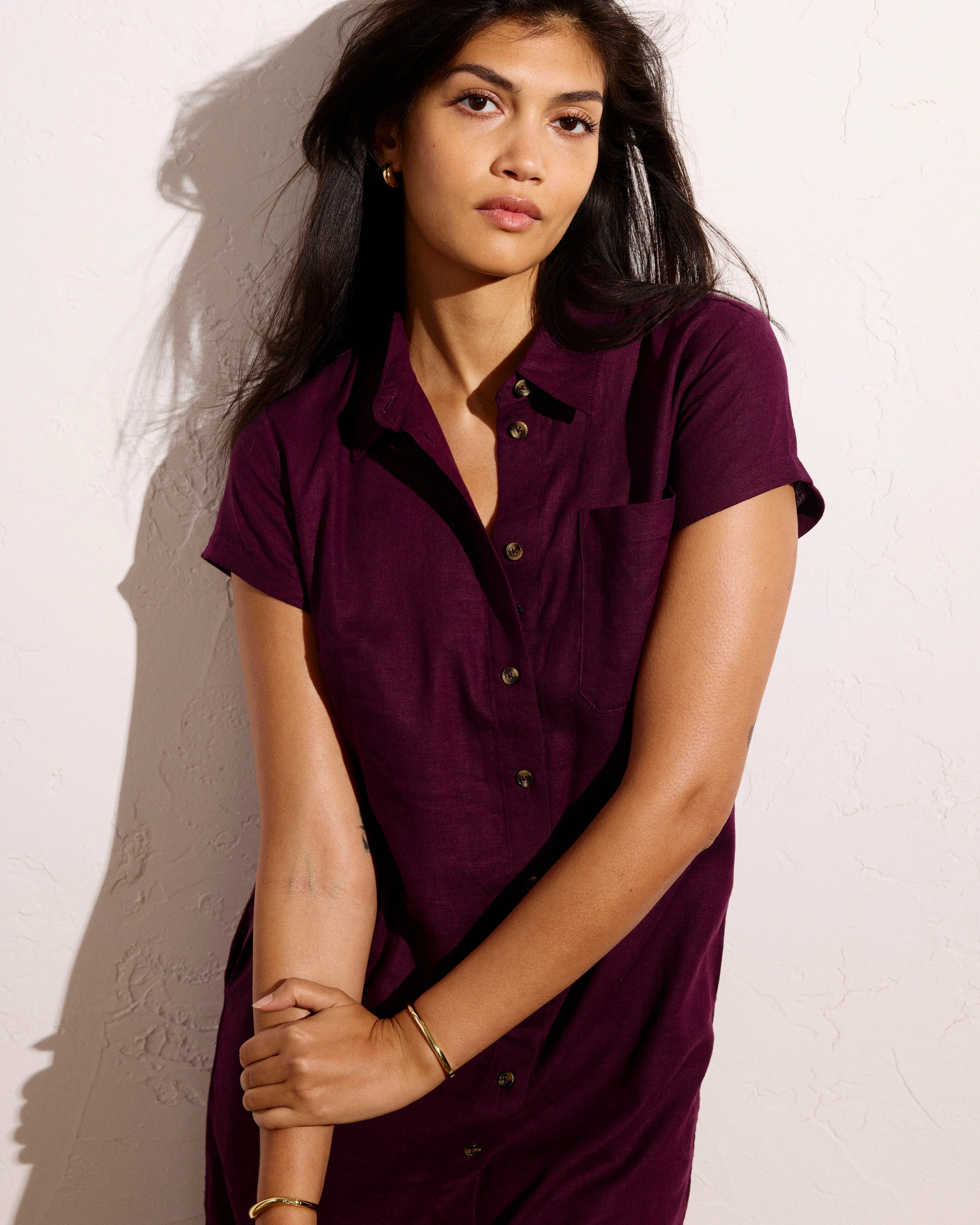 Dune Linen Blend Shirtdress - Acai - Image 3