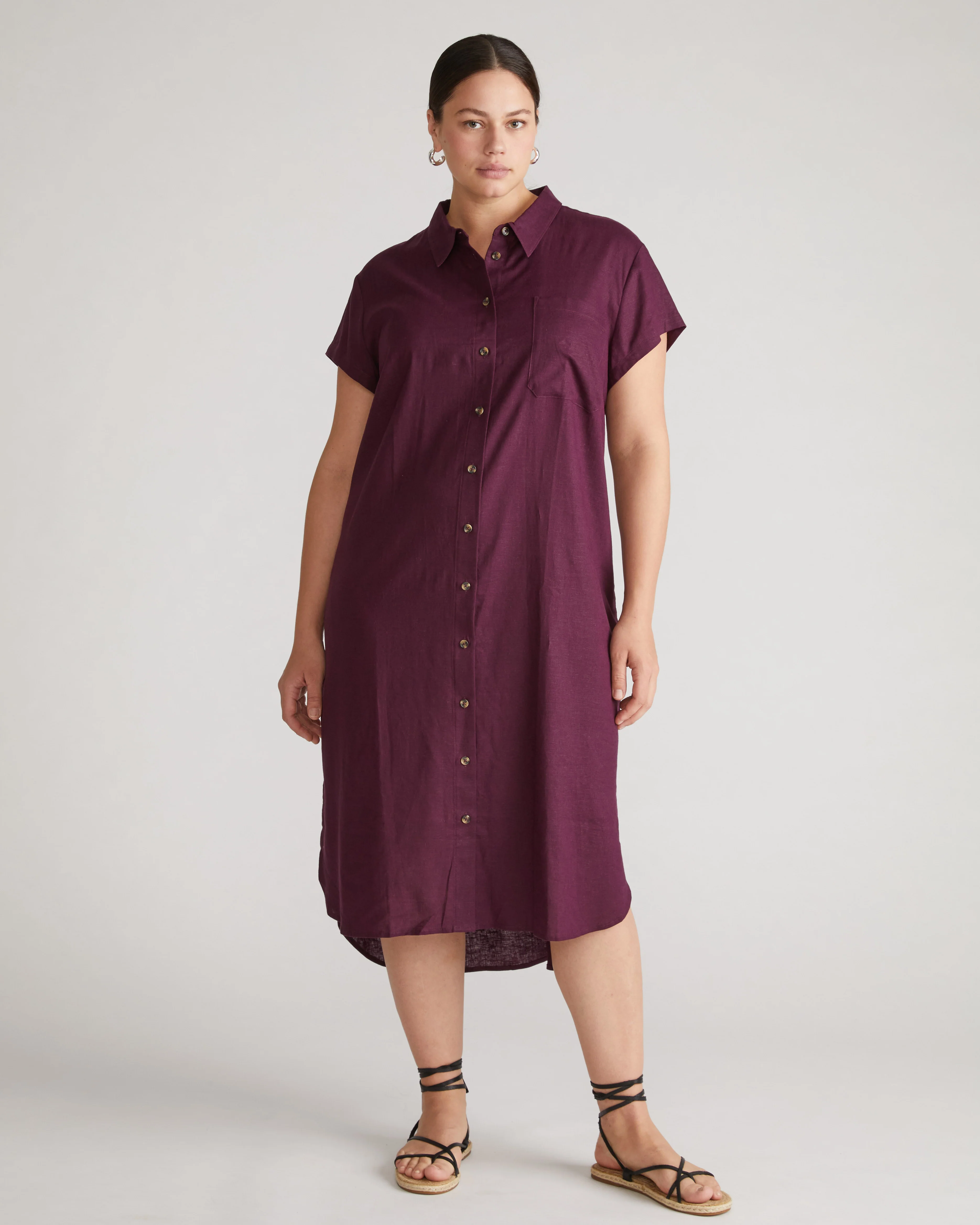 Dune Linen Blend Shirtdress - Acai - Image 4