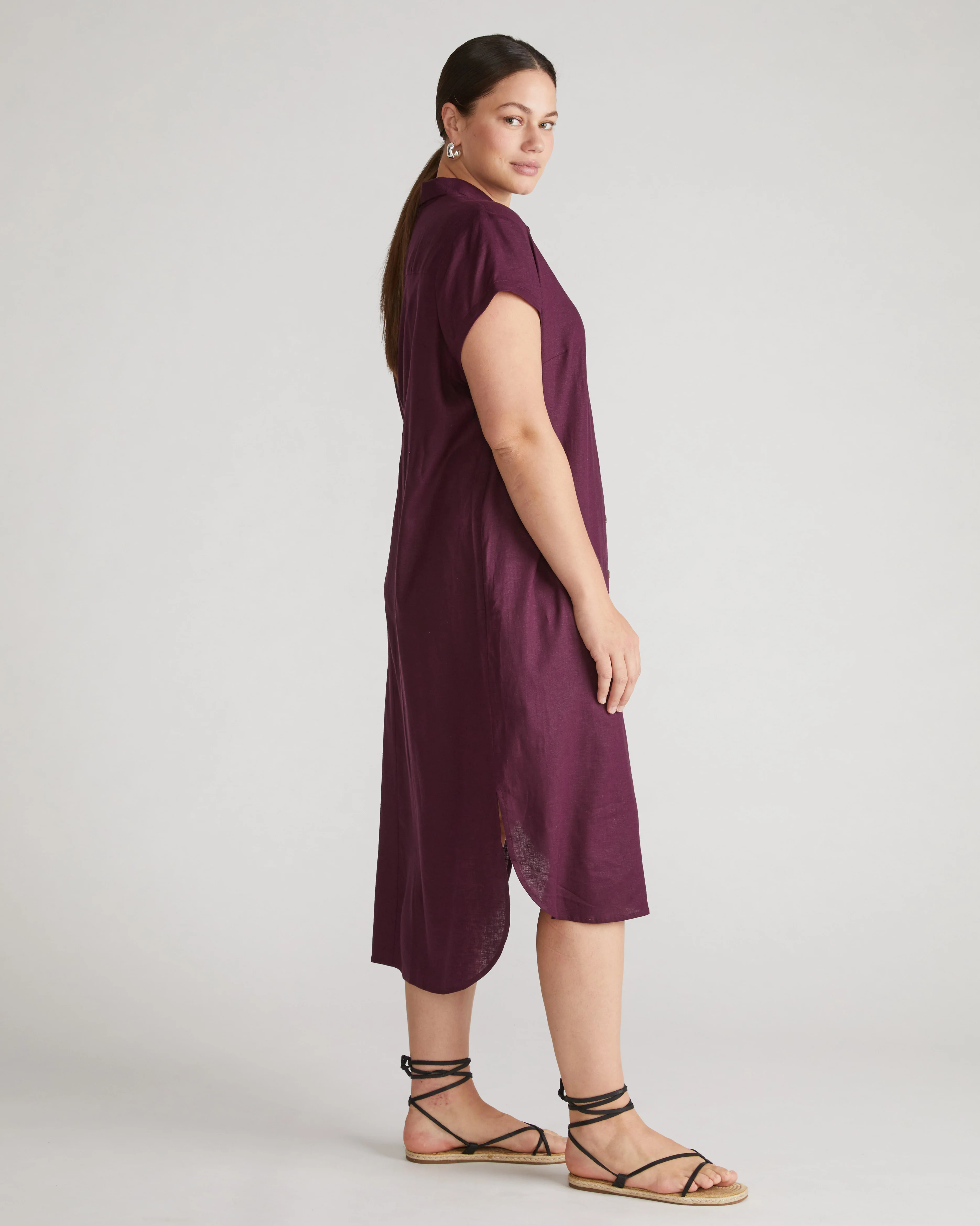 Dune Linen Blend Shirtdress - Acai - Image 5