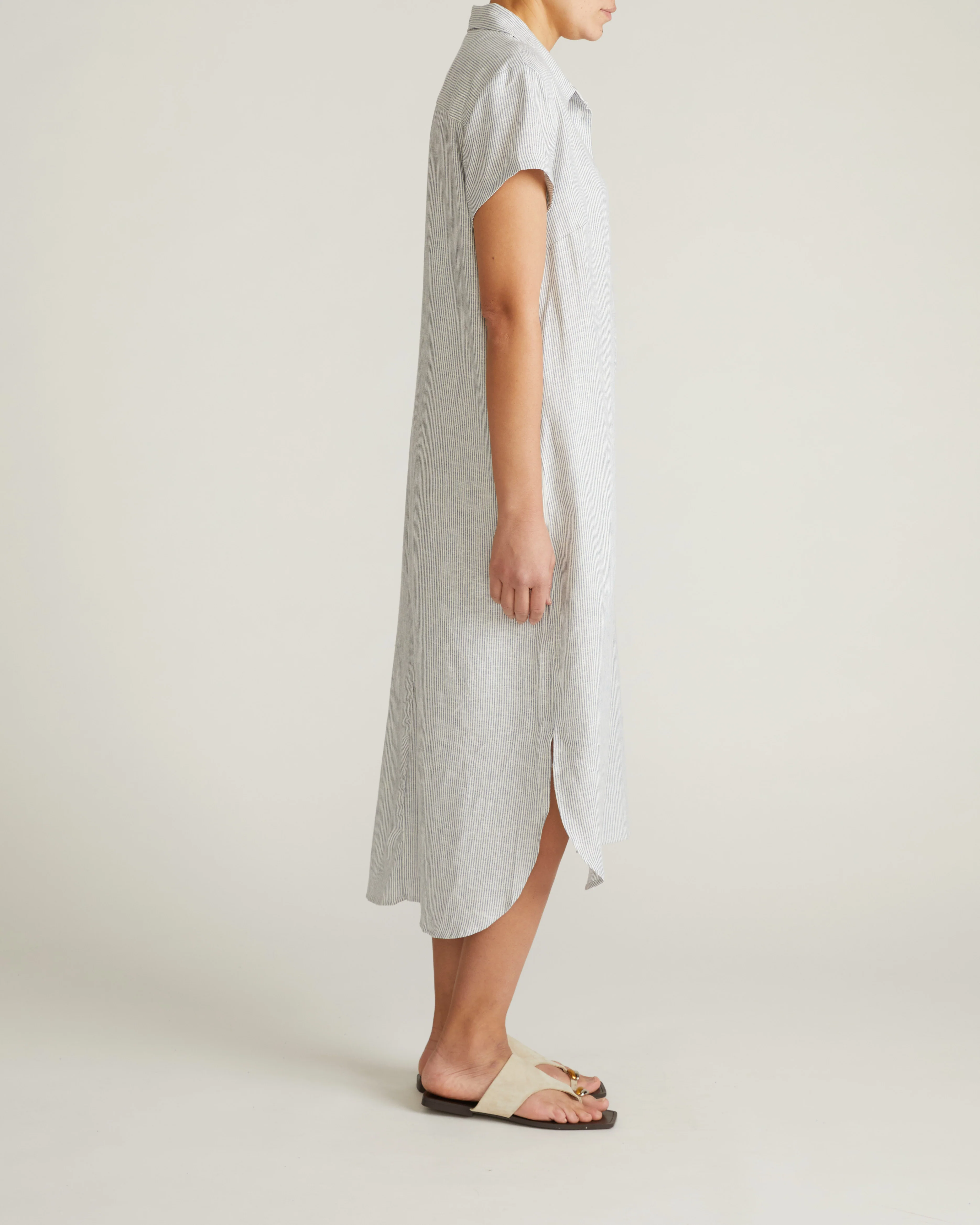 Dune Linen Blend Shirtdress - Beach Stripe - Image 7