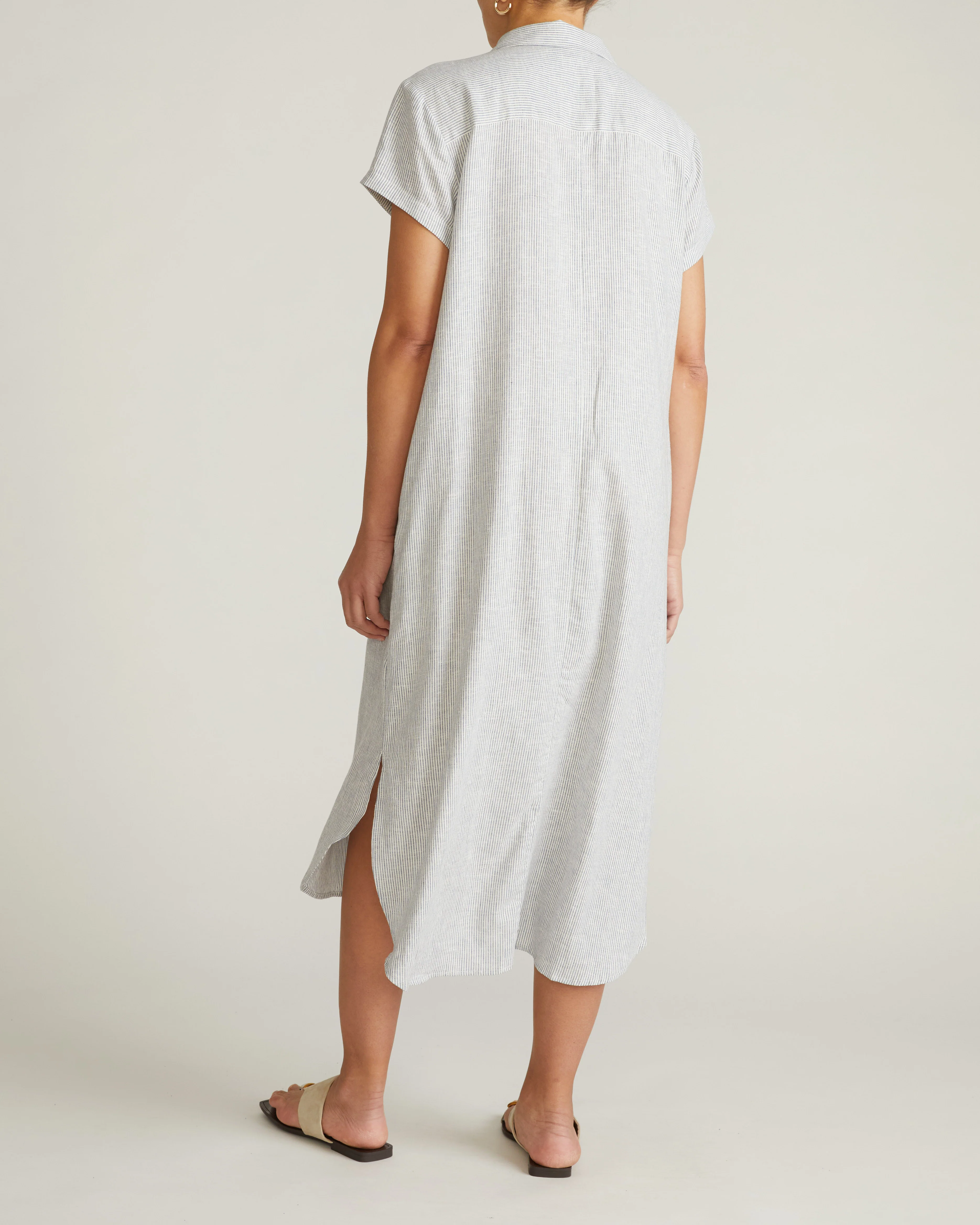 Dune Linen Blend Shirtdress - Beach Stripe - Image 8