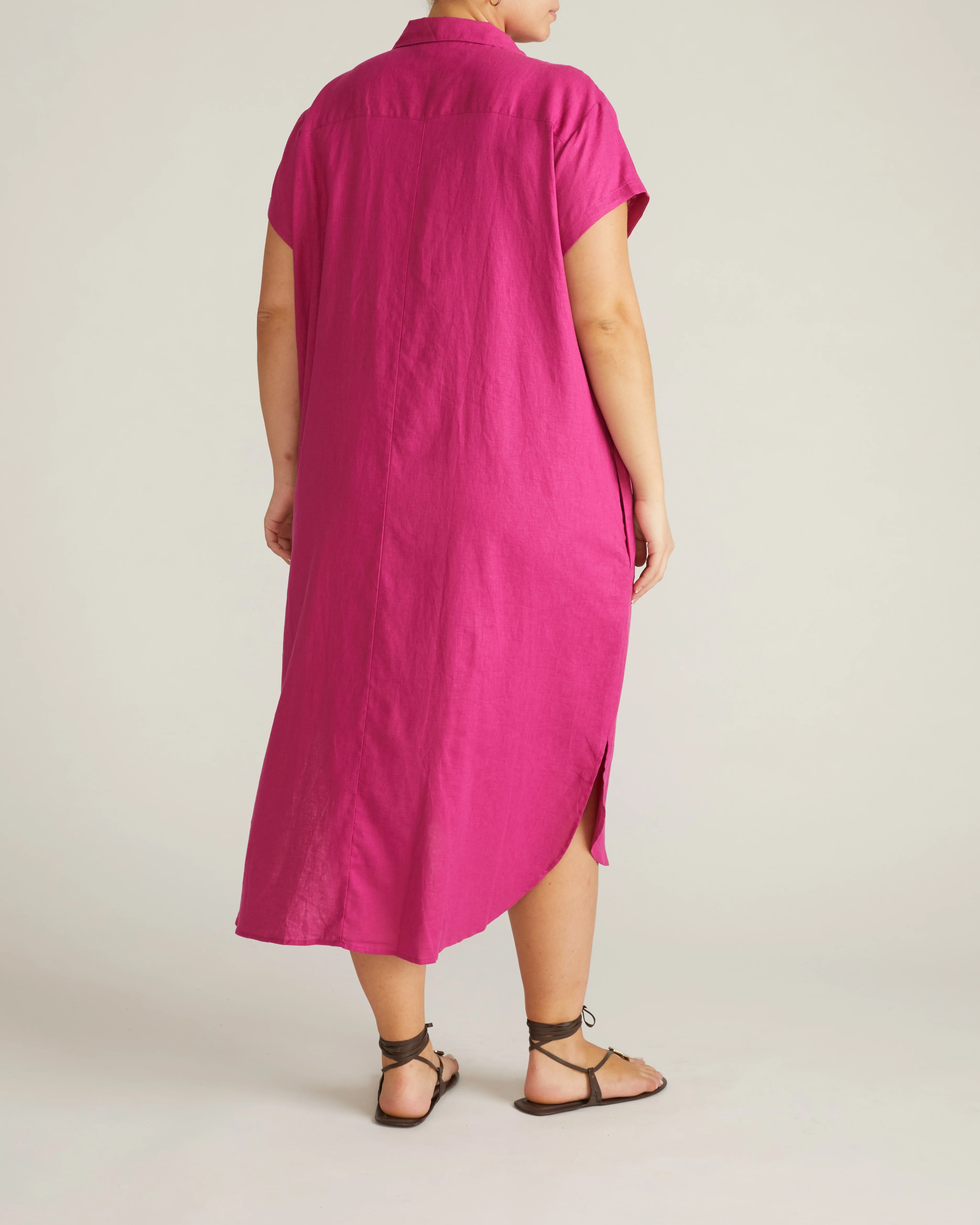 Dune Linen Blend Shirtdress - Hyper Pink - Image 6
